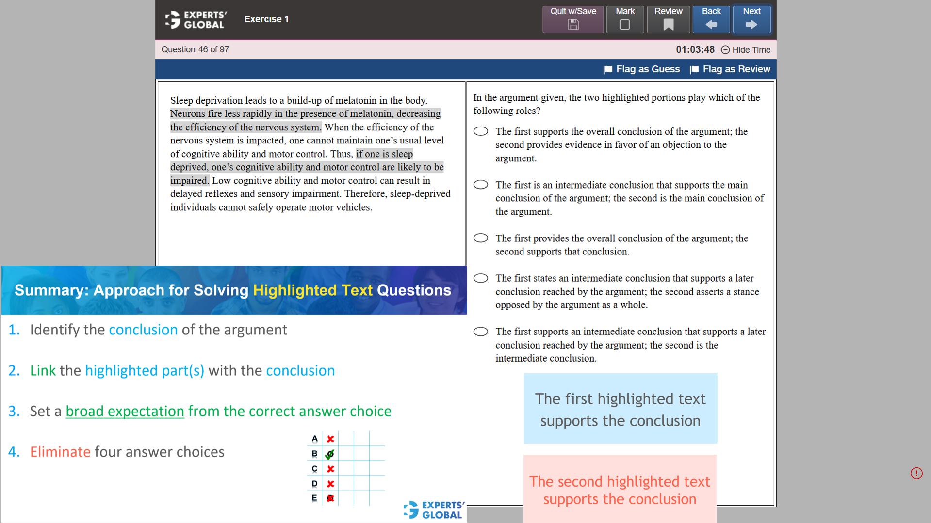 GRE-style Highlighted Text Practice Question with Explanation