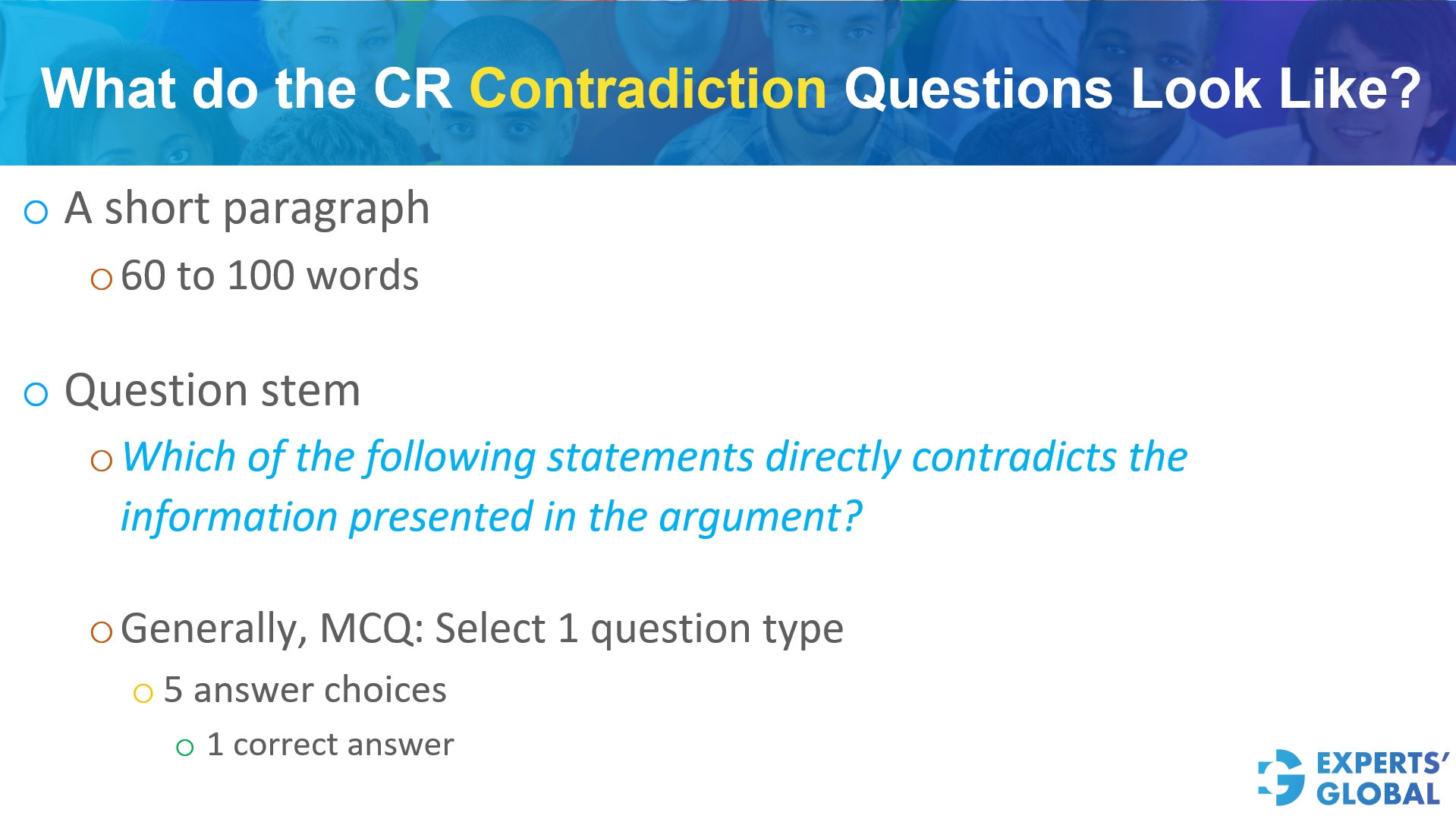 What do the CR Contradiction questions look like