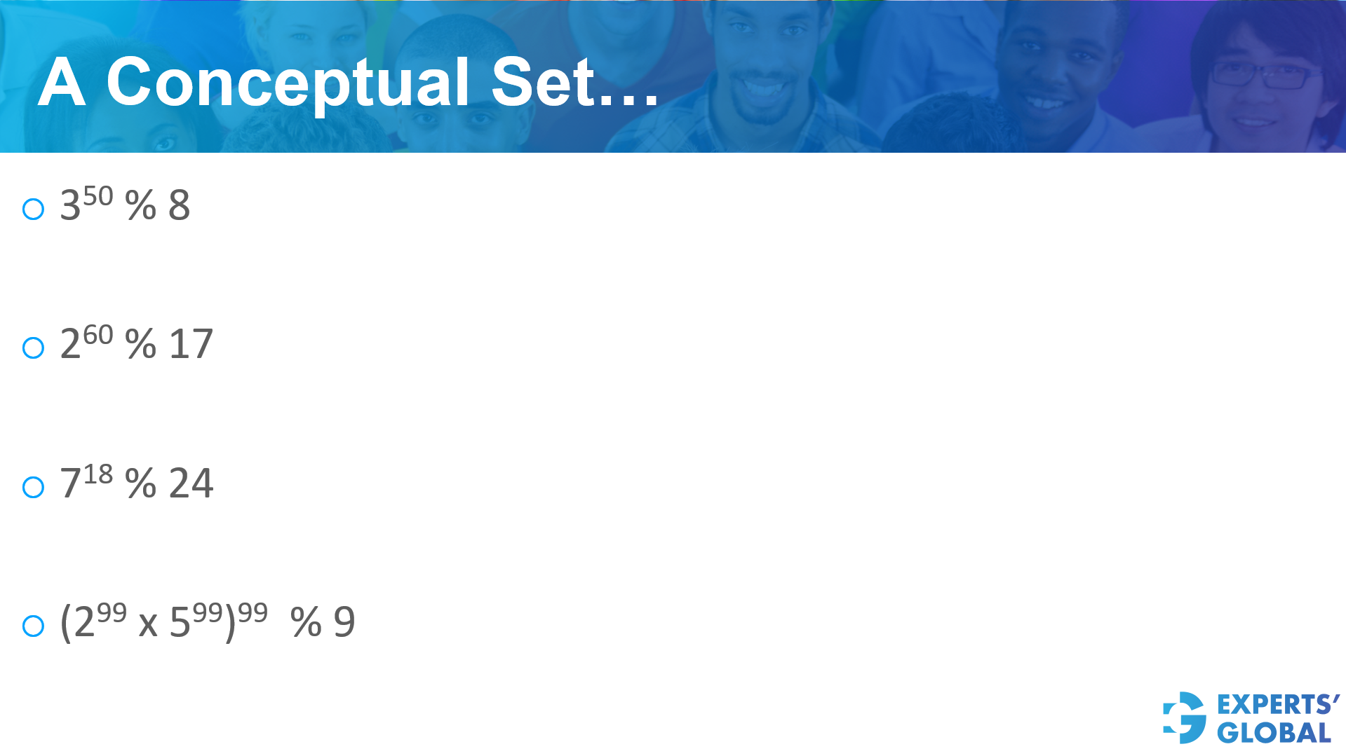  A conceptual set on GRE Quant