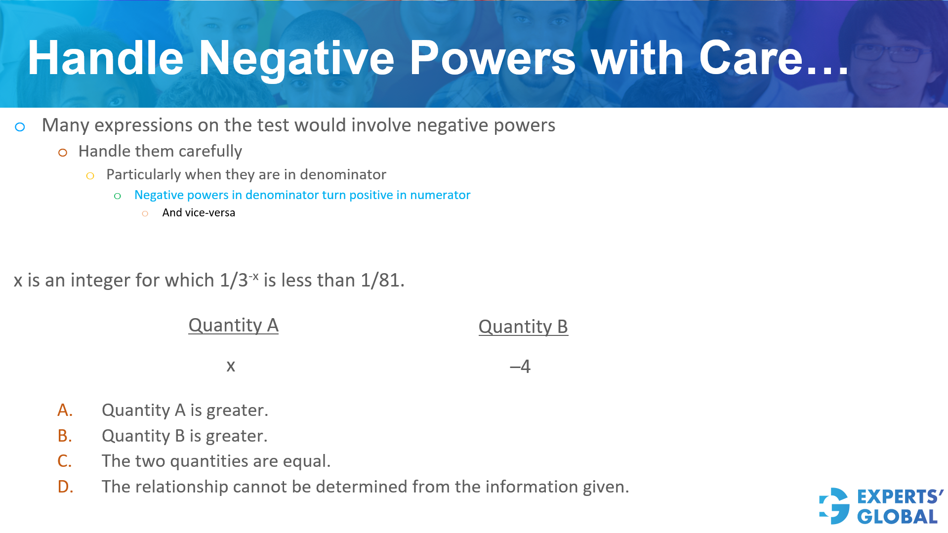 Handle negative powers with care on GRE Quants