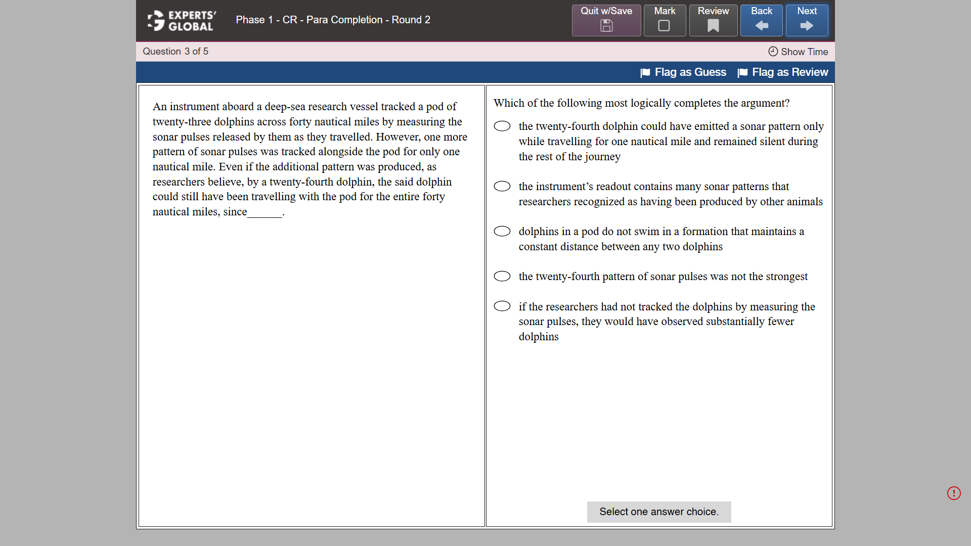 GRE Critical Reasoning sample question 6