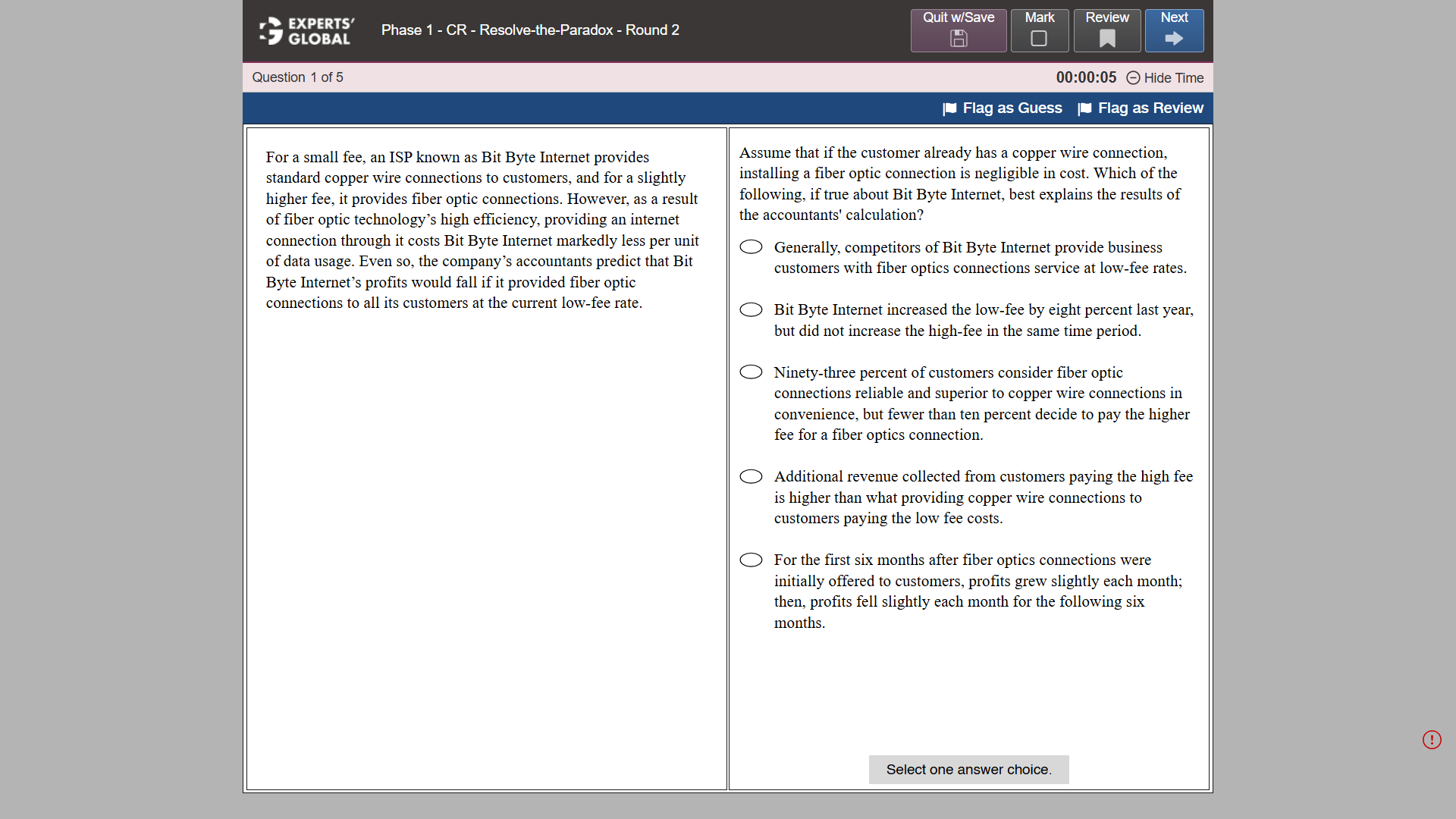 GRE Critical Reasoning sample question 8