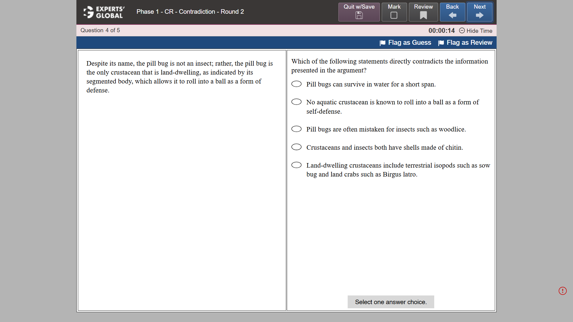 GRE Critical Reasoning sample question 9