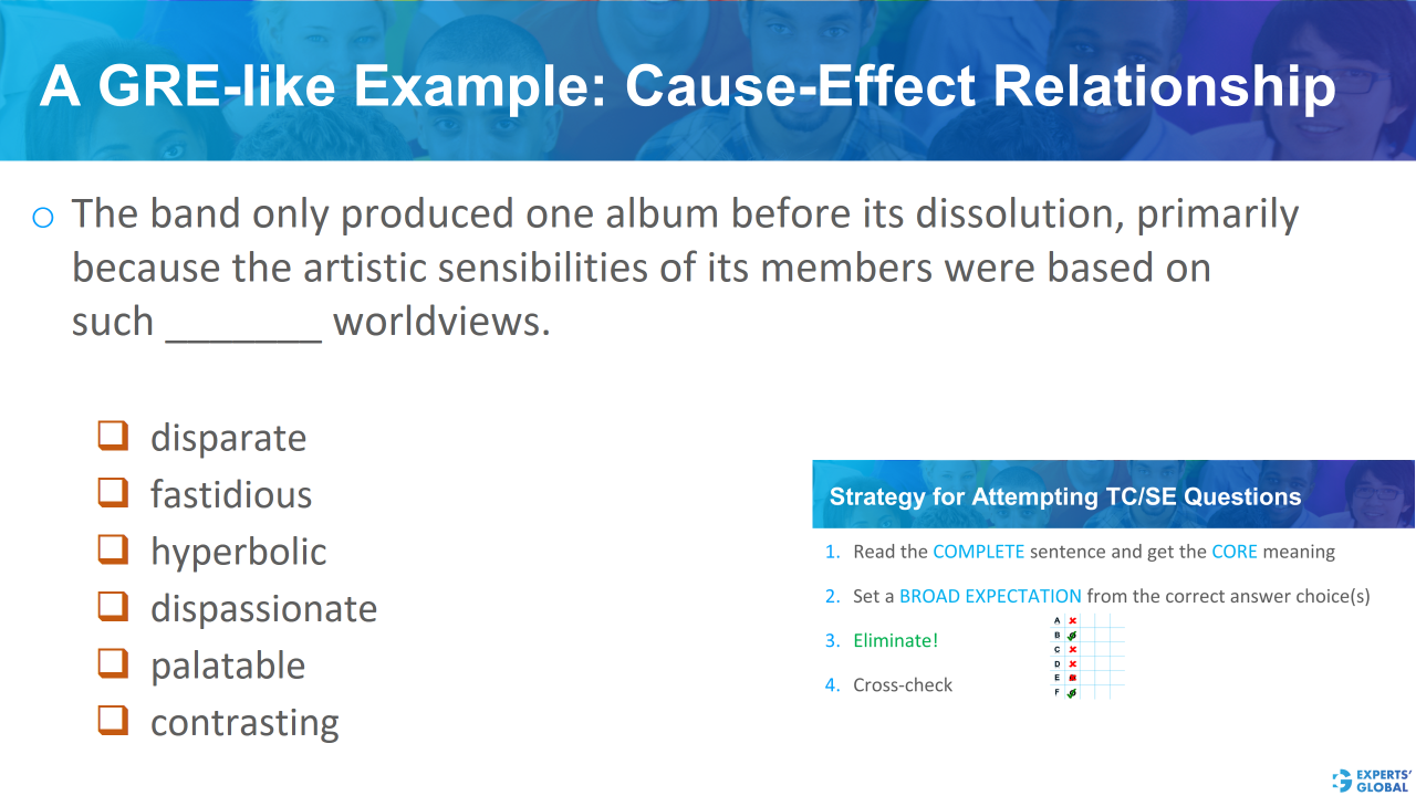 A GRE SE-like example: Cause-effect relationship