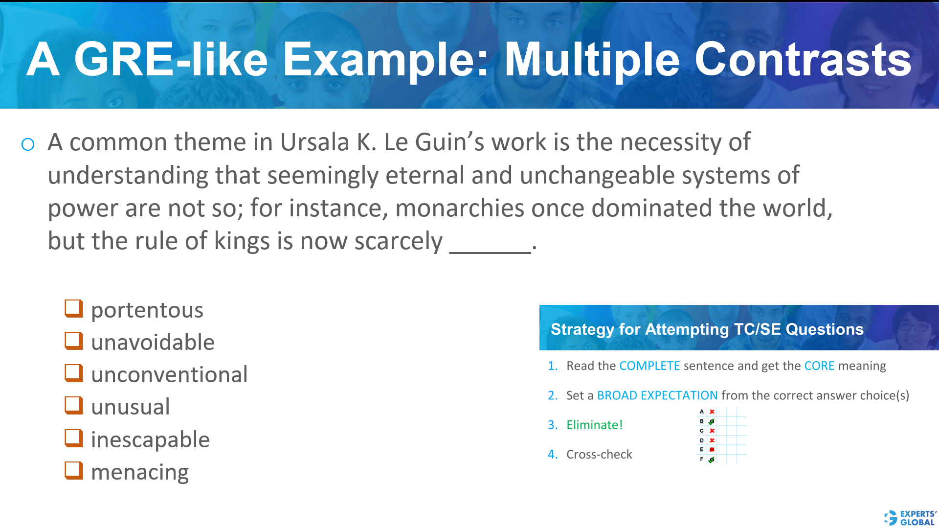 A GRE SE-like example: Multiple contrasts
