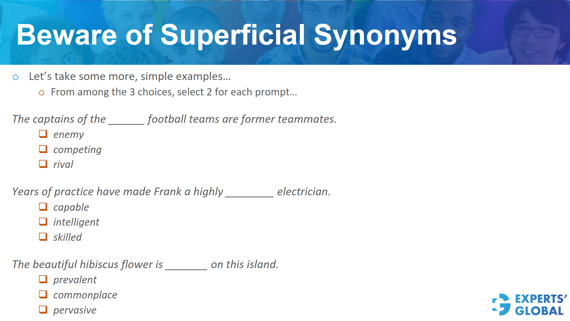 Beware of superficial synonyms on GRE SE