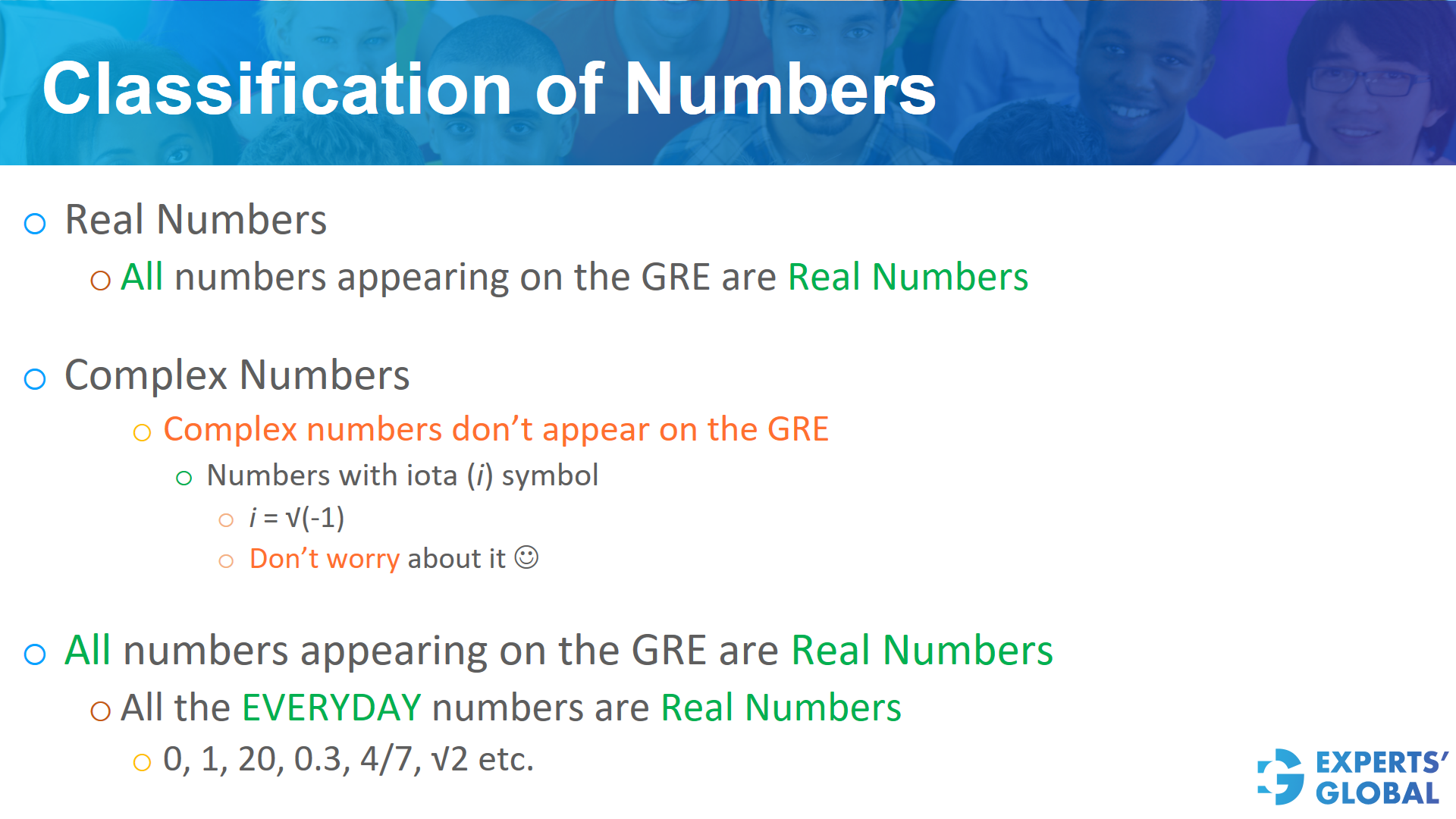 Classification of numbers on GRE Quants