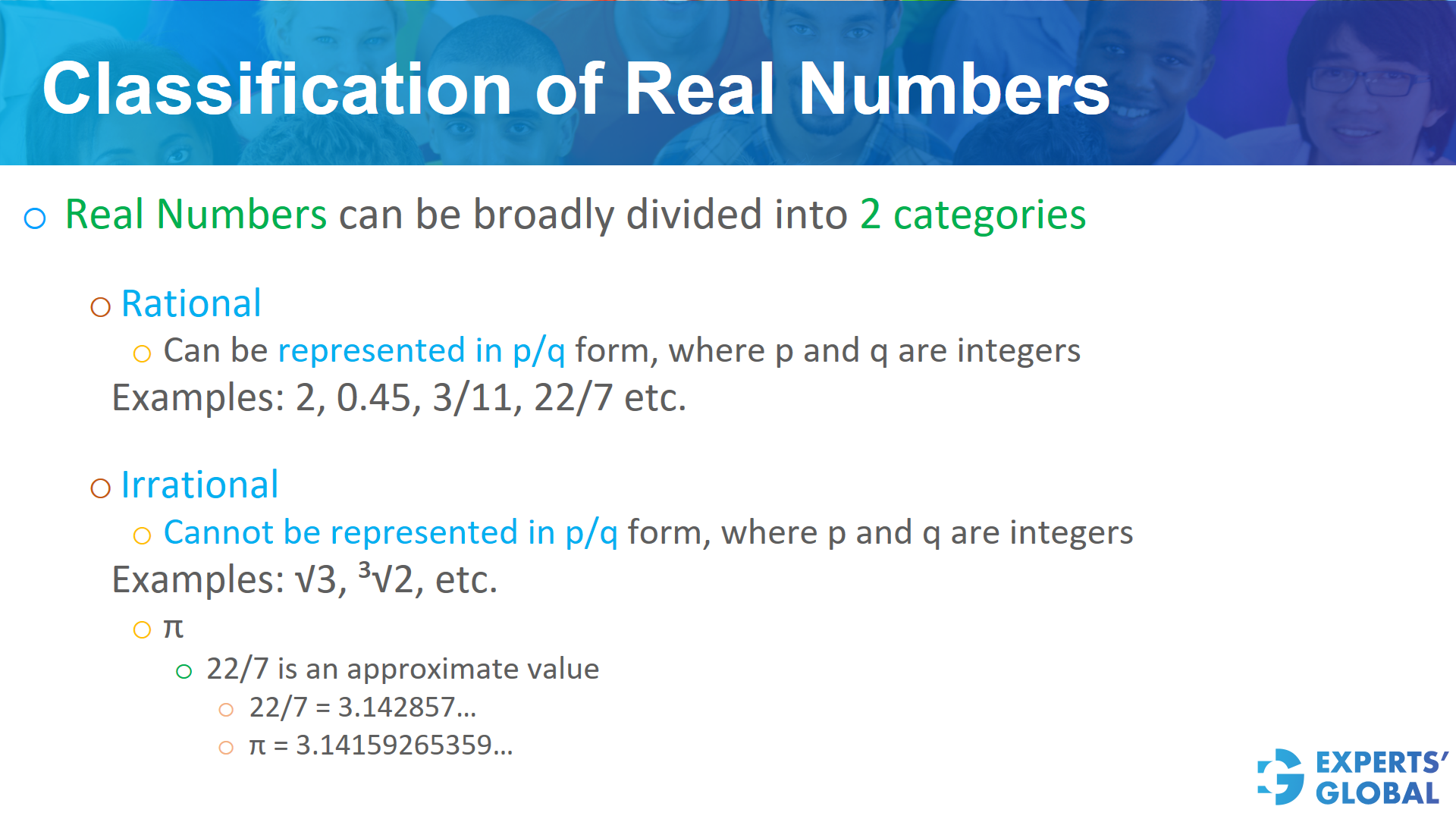 Classification of real numbers on GRE Quants