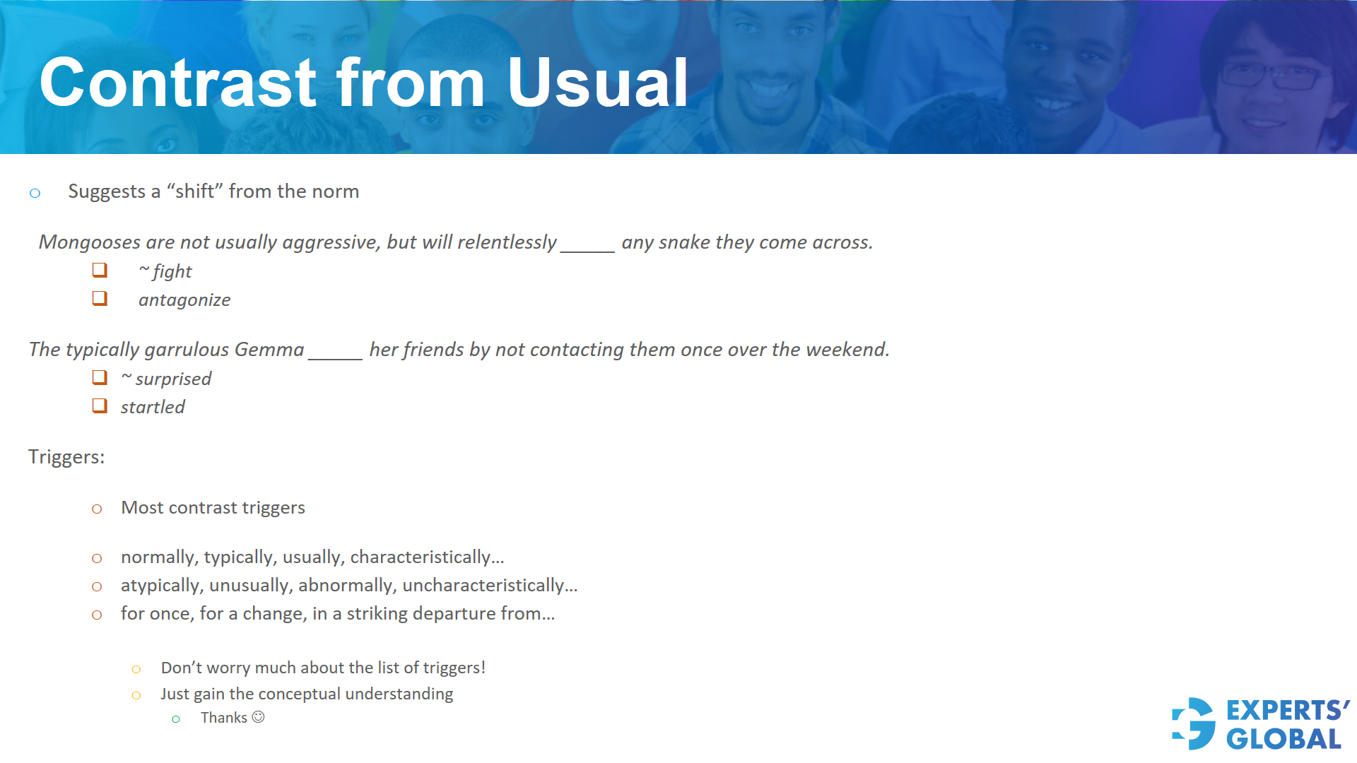 Contrast from usual on GRE SE