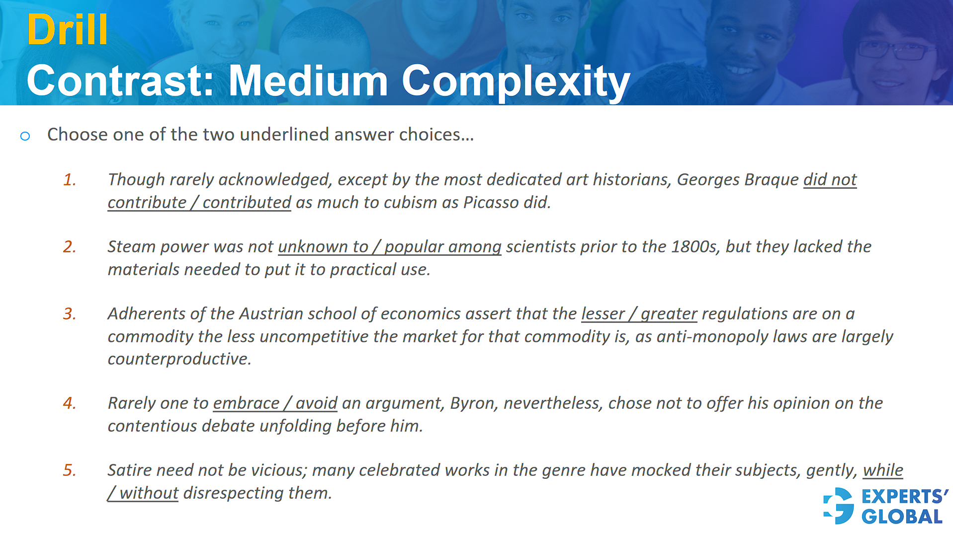 GRE SE Drill contrast: Medium complexity