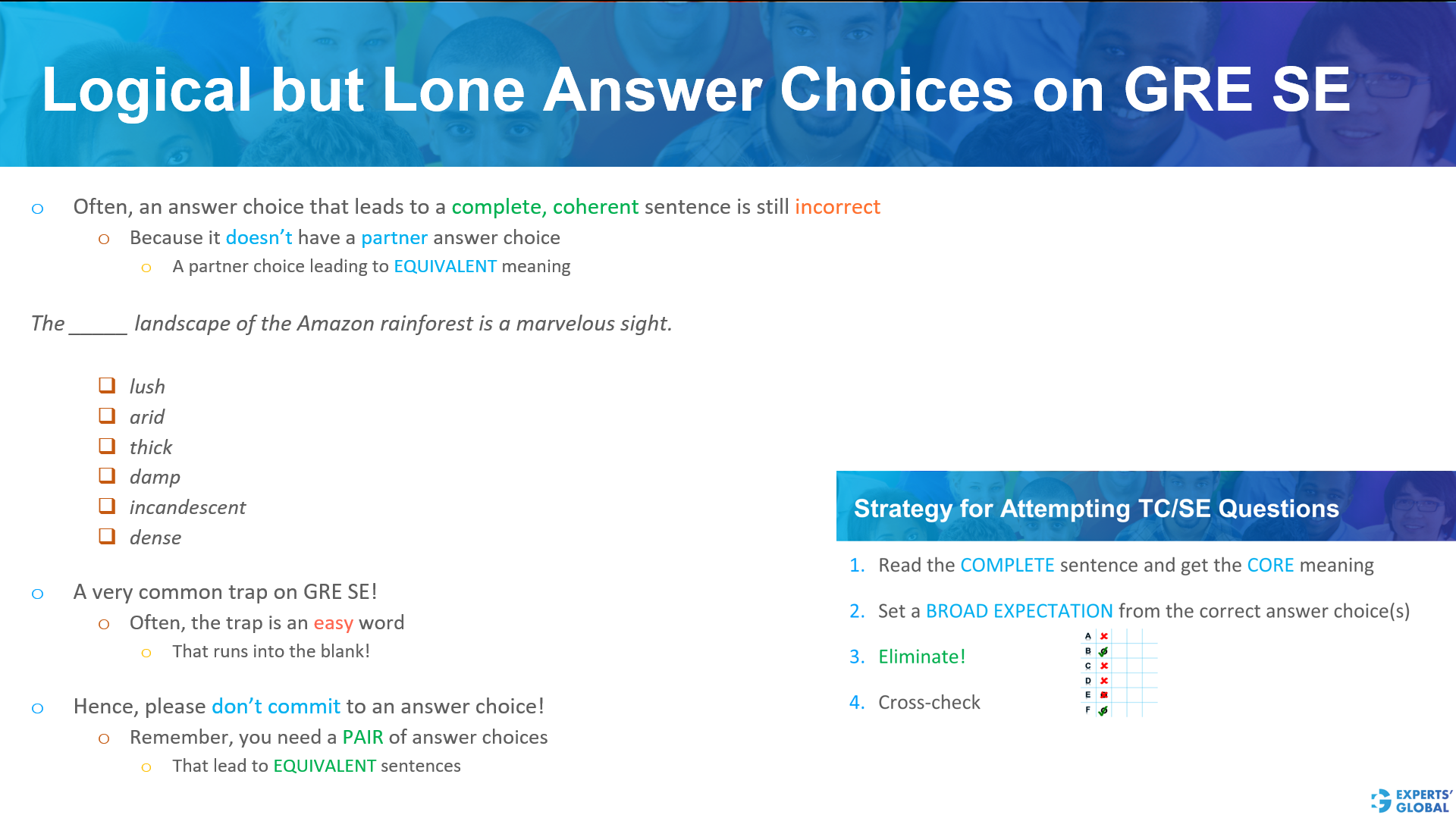 Logical but lone answer choices on GRE SE