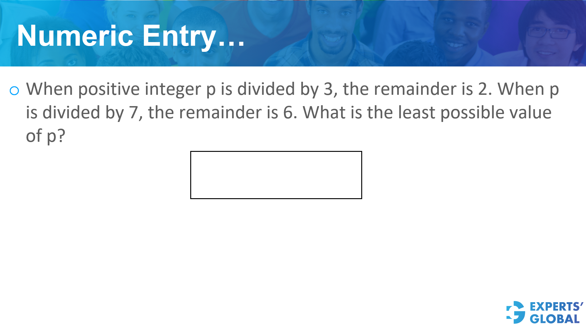 Numeric entry on GRE Quant