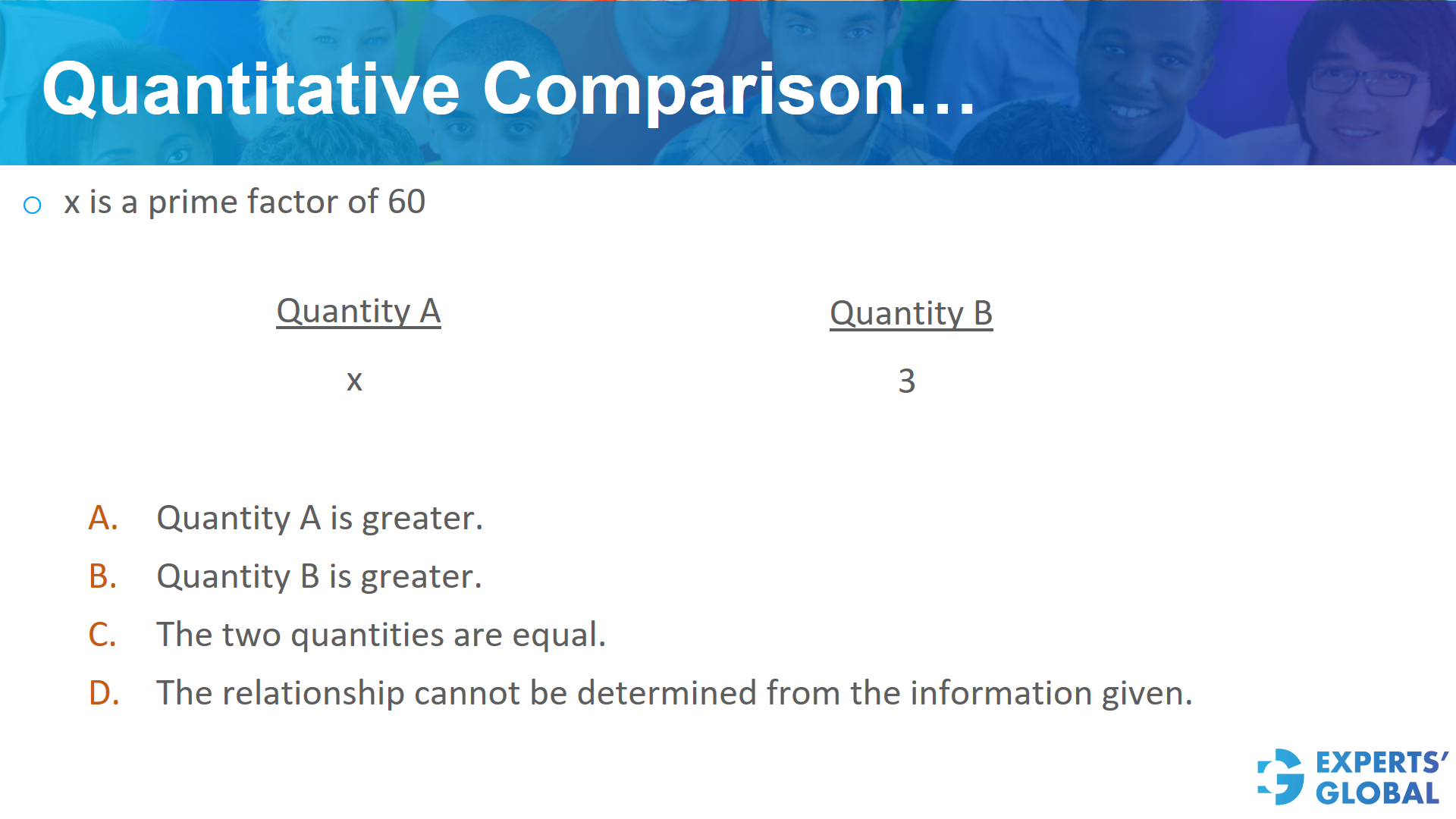 How Quantitative Comparison (QC) Questions Appear on GRE