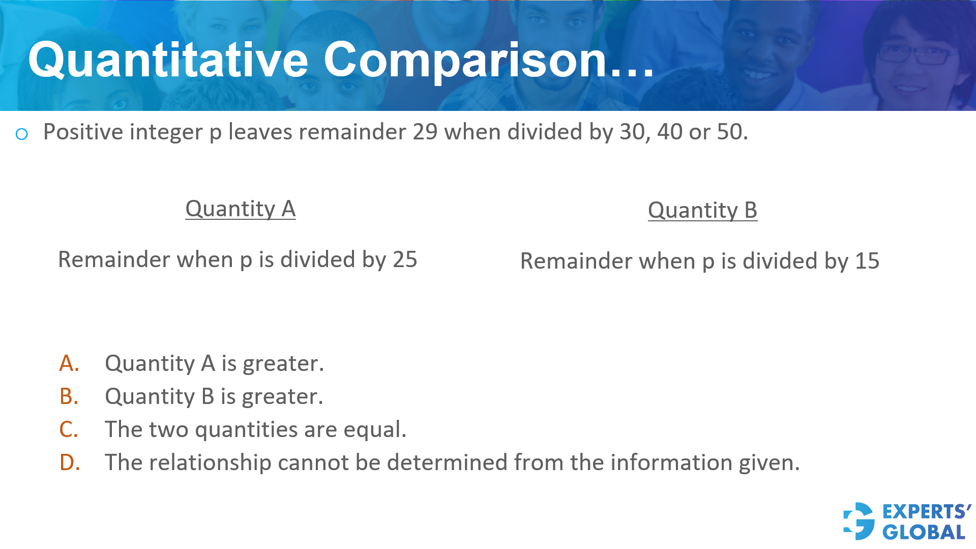  Quantitative comparison on GRE Quant