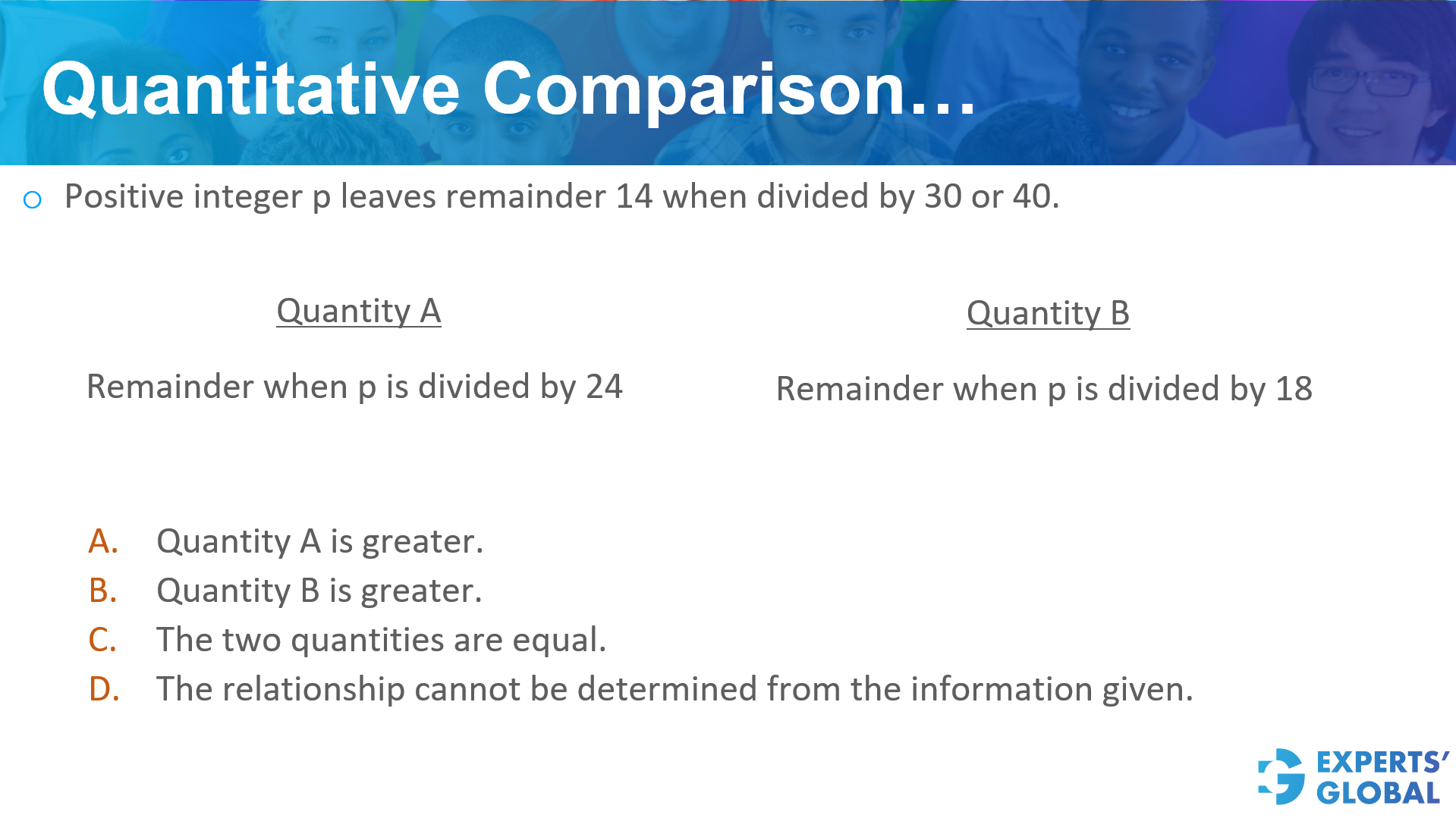 Quantitative comparison on GRE Quant
