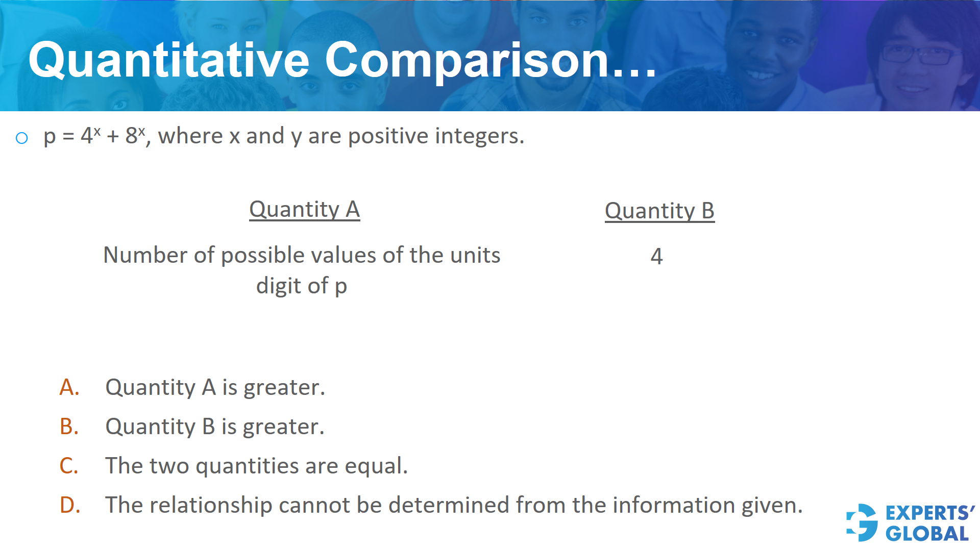  Quantitative comparison on GRE Quant