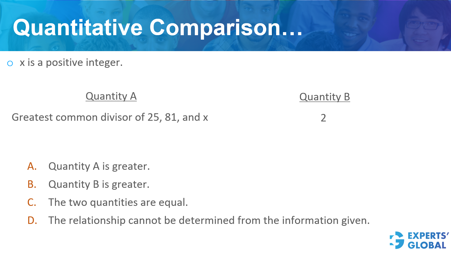Quantitative comparison on GRE Quant