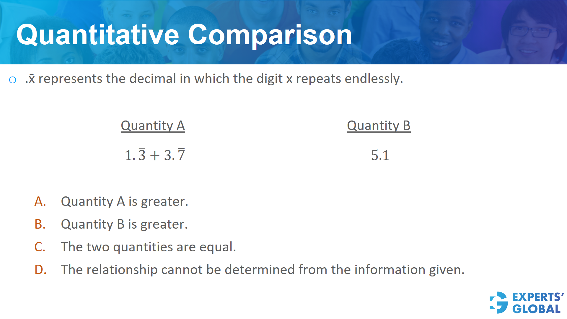 Quantitative comparison on GRE Quant