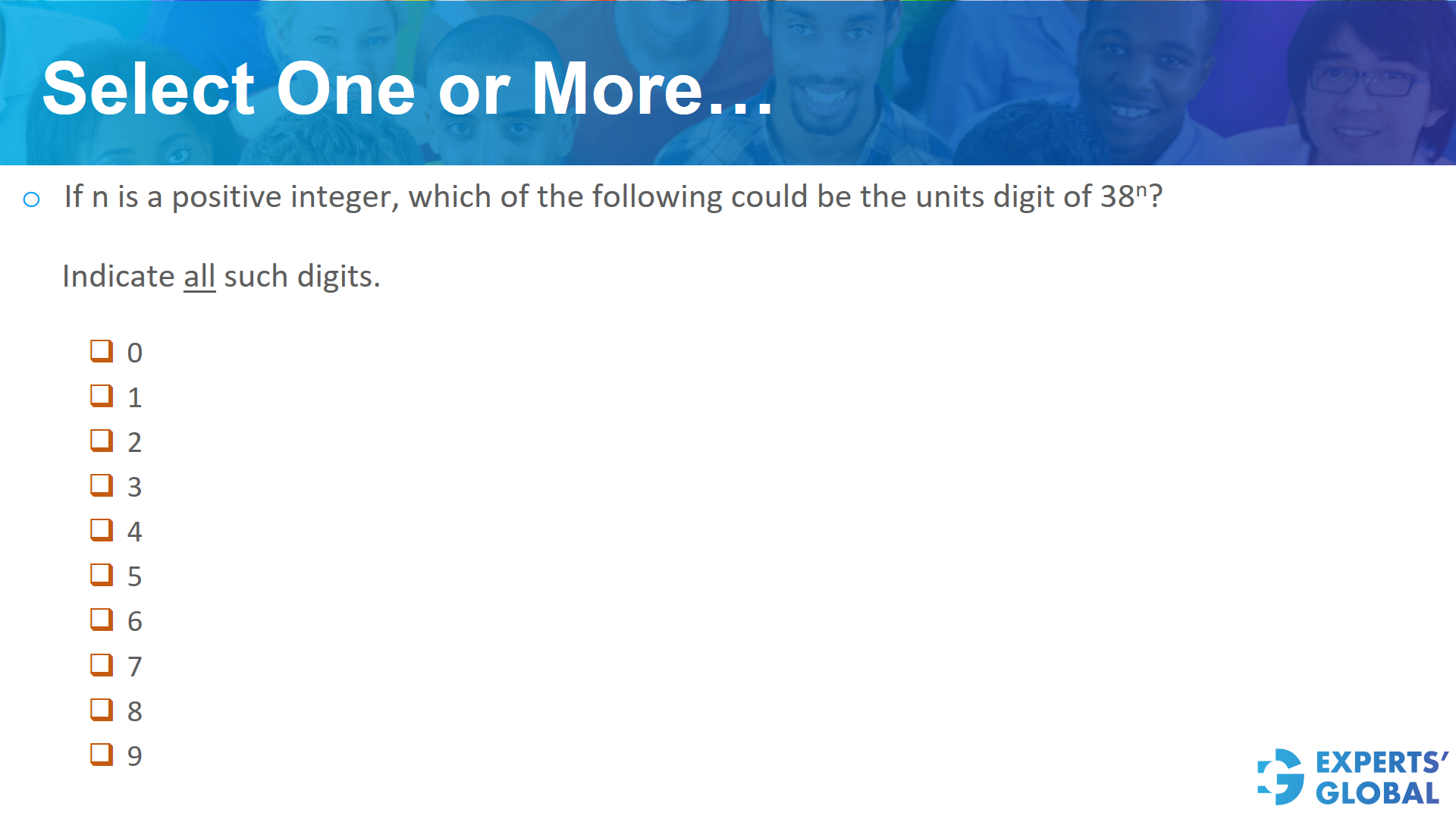 Select one or more on GRE Quants