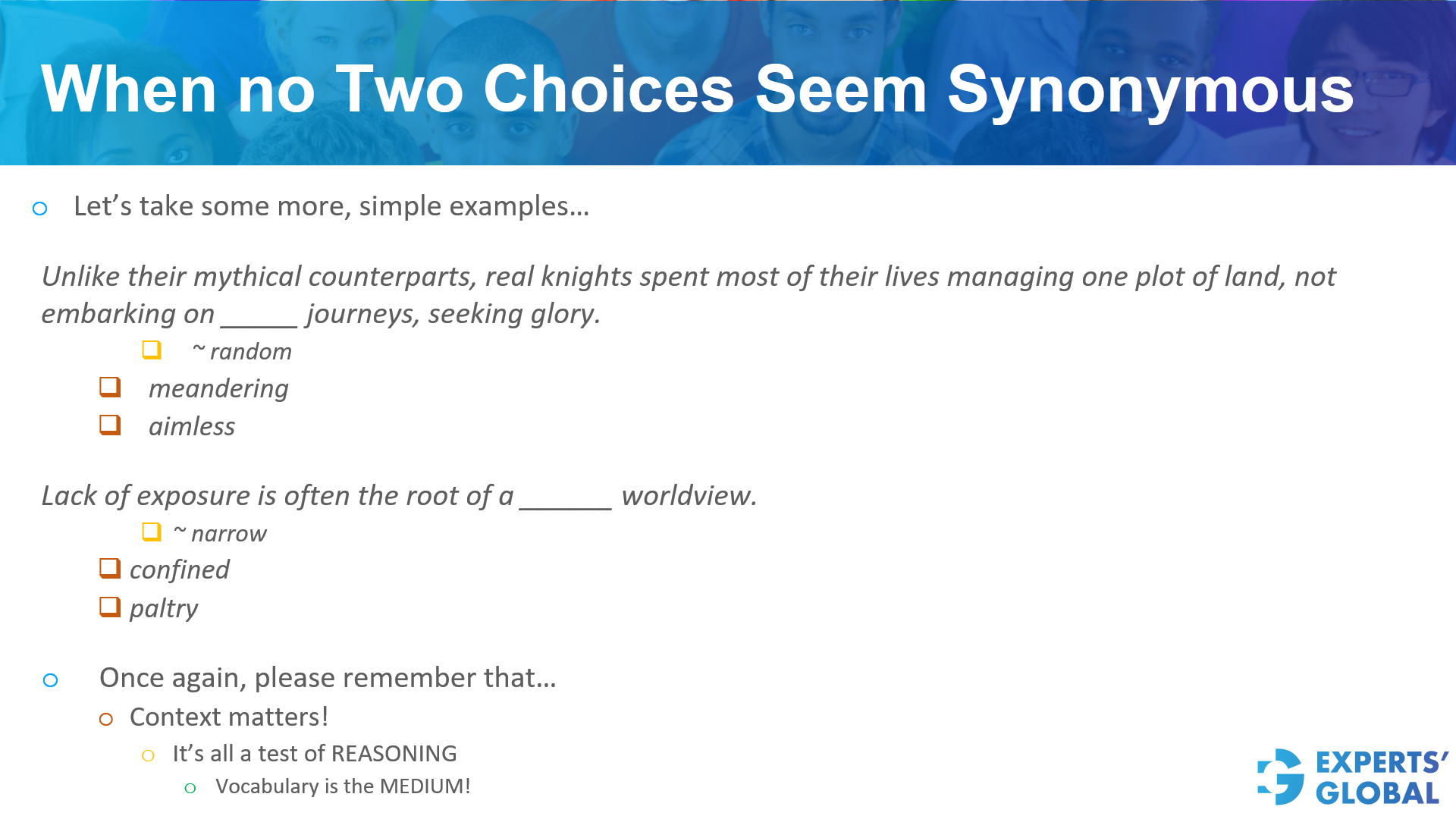 When no two choices seem synonymous on GRE SE