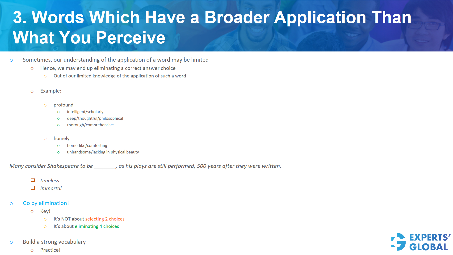 Words which have a broader application than what you perceive on GRE SE