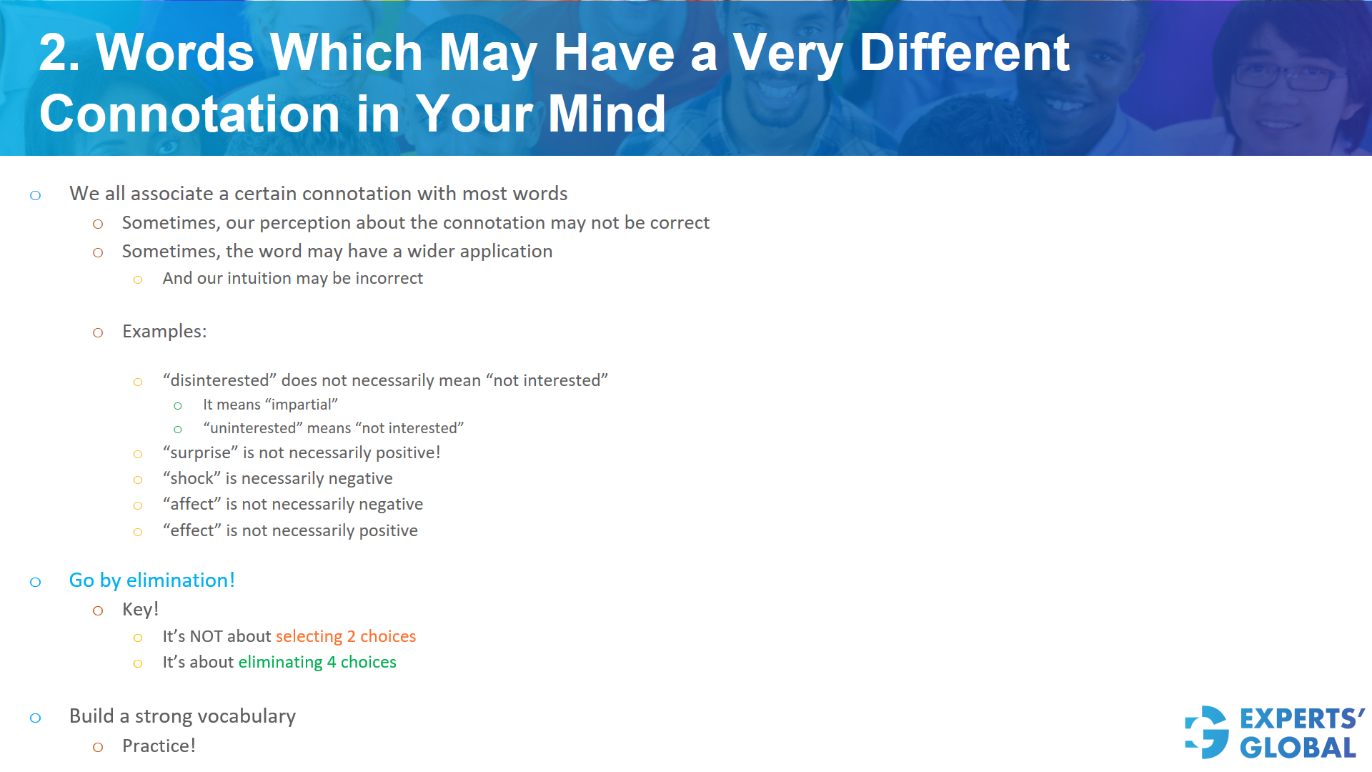 Words which may have a very different connotation in your mind on GRE SE