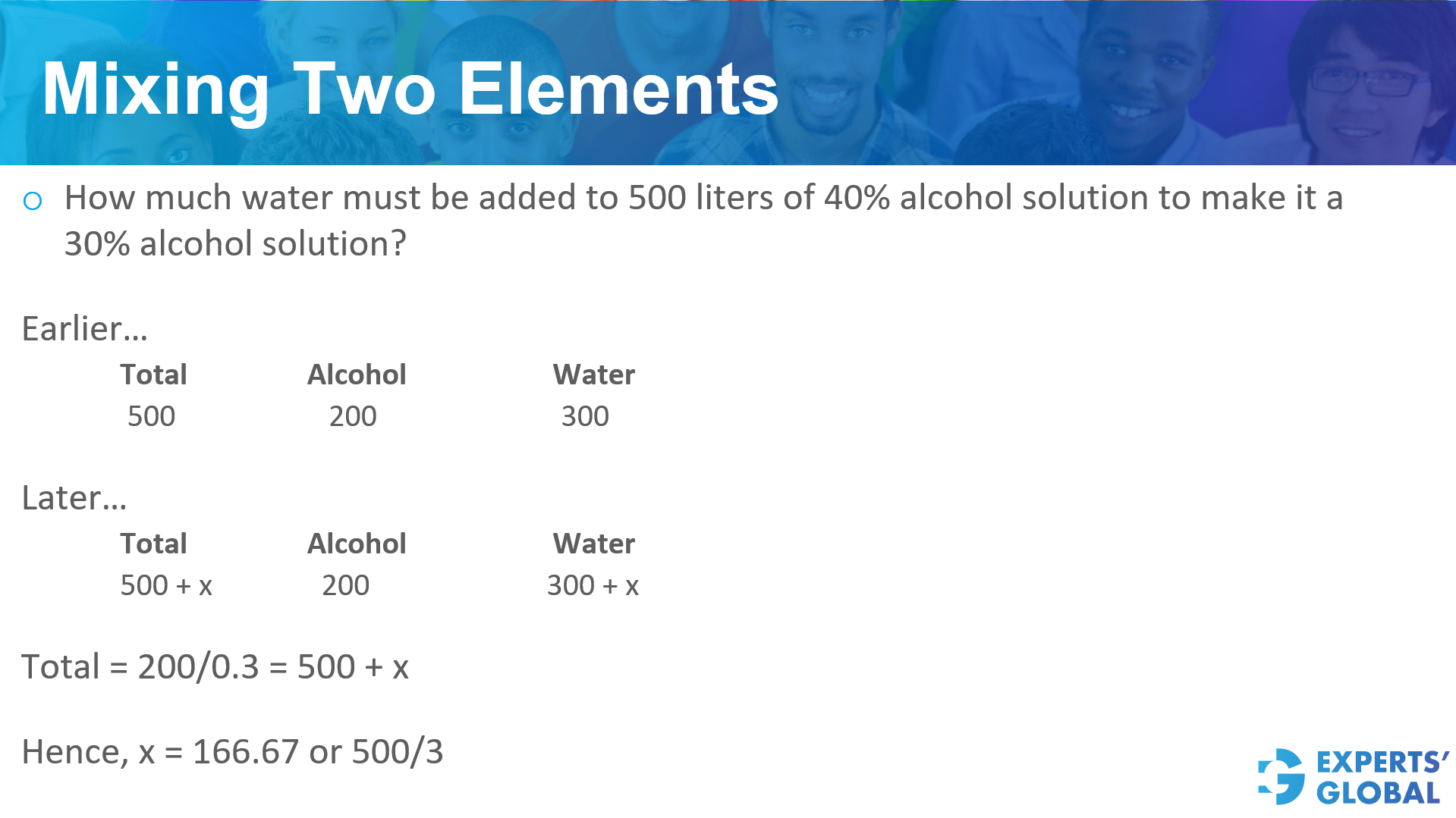 Mixing Two Elements: Worked Example 2