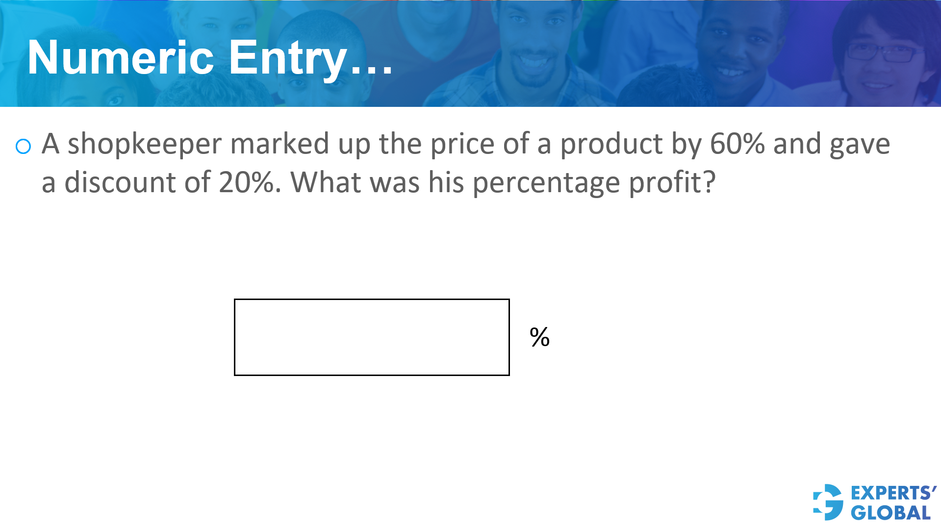 Numeric entry – GRE-style practice question 1 – profit and loss 