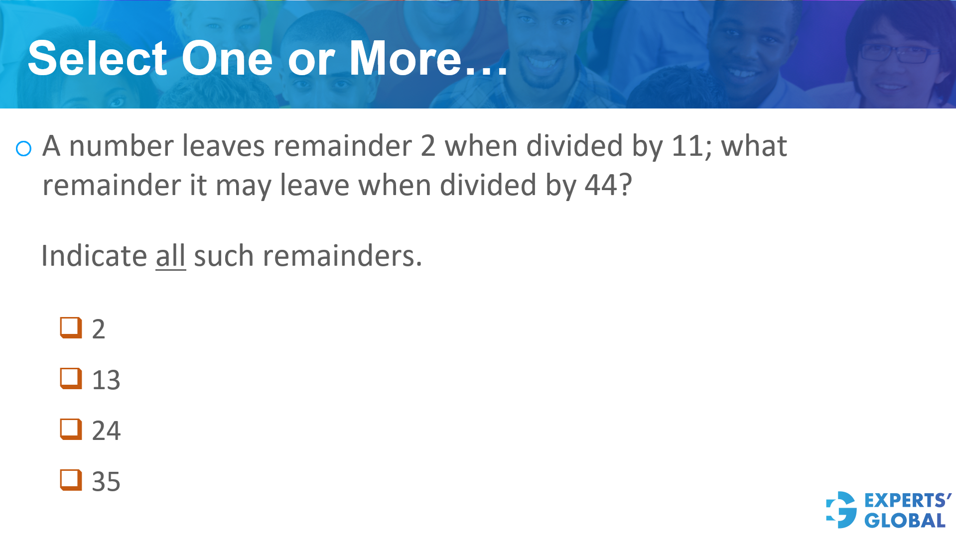 GRE-style practice question 1 – Select one or more