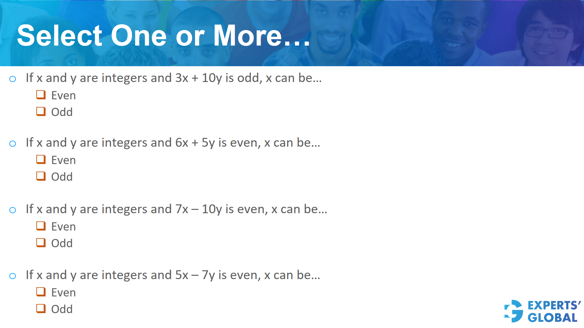 Worked examples – Select one or more