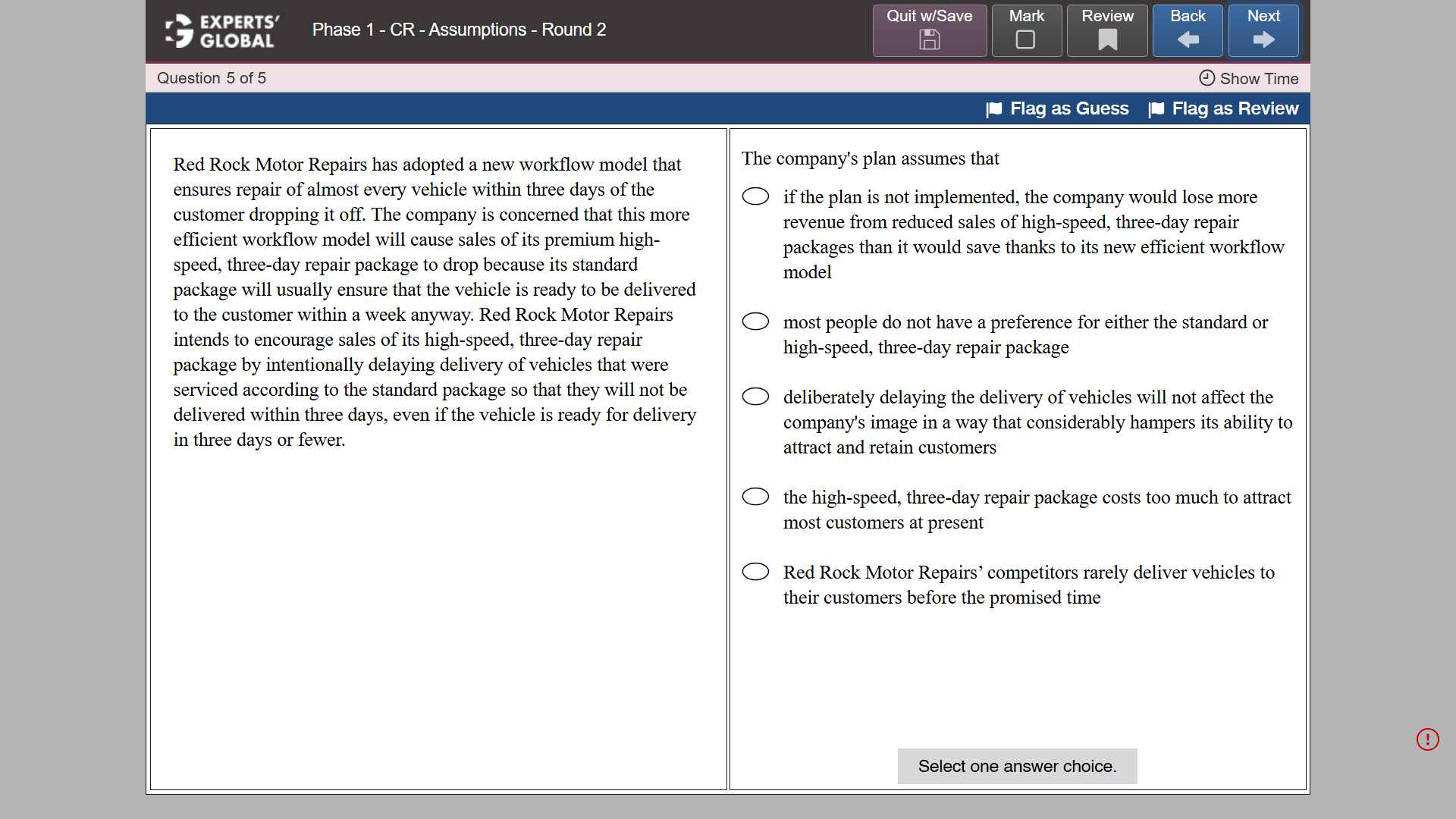 GRE-Style Critical Reasoning Practice question 2