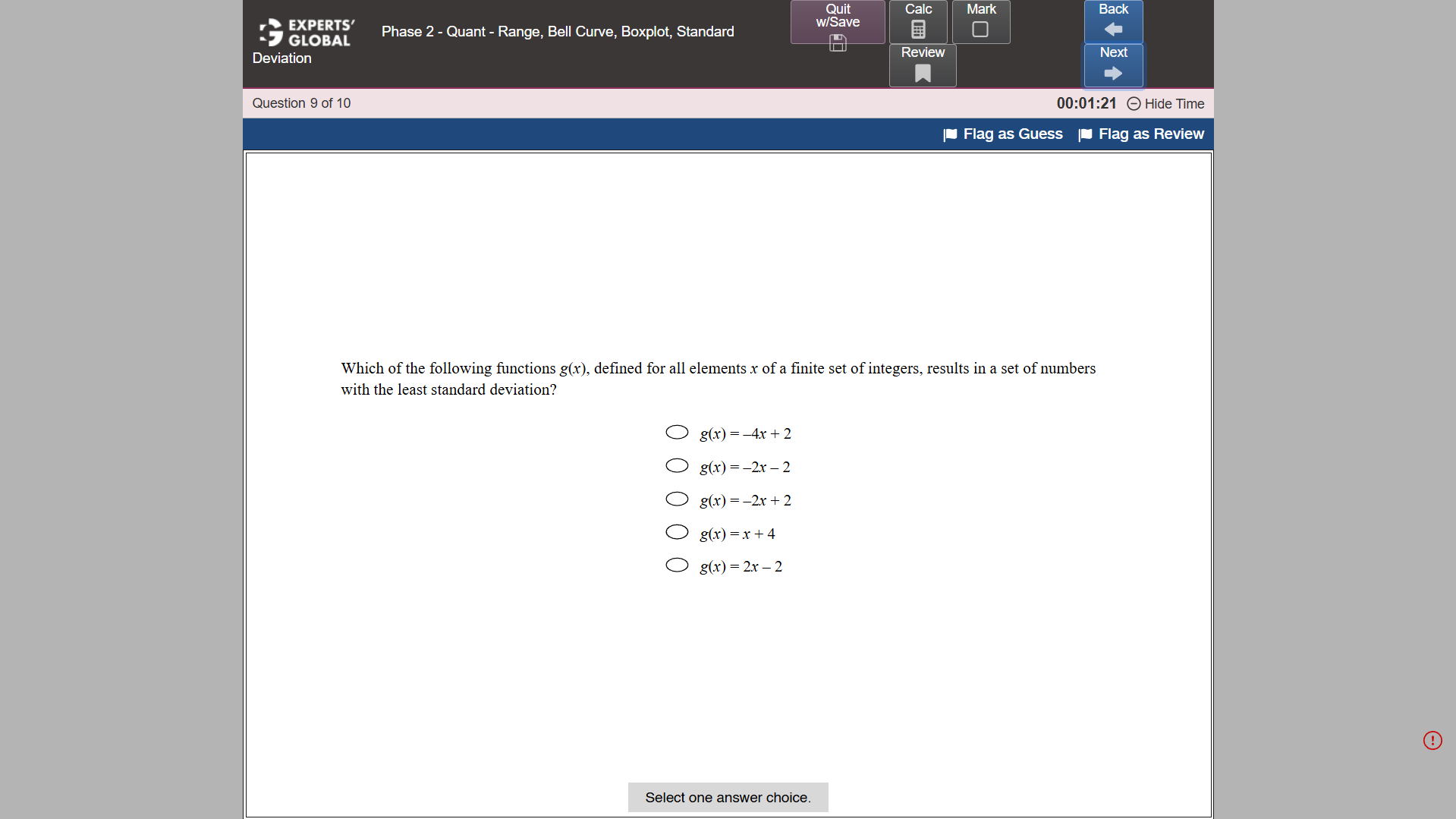 GRE-Style MCQ – Select One Practice question 2