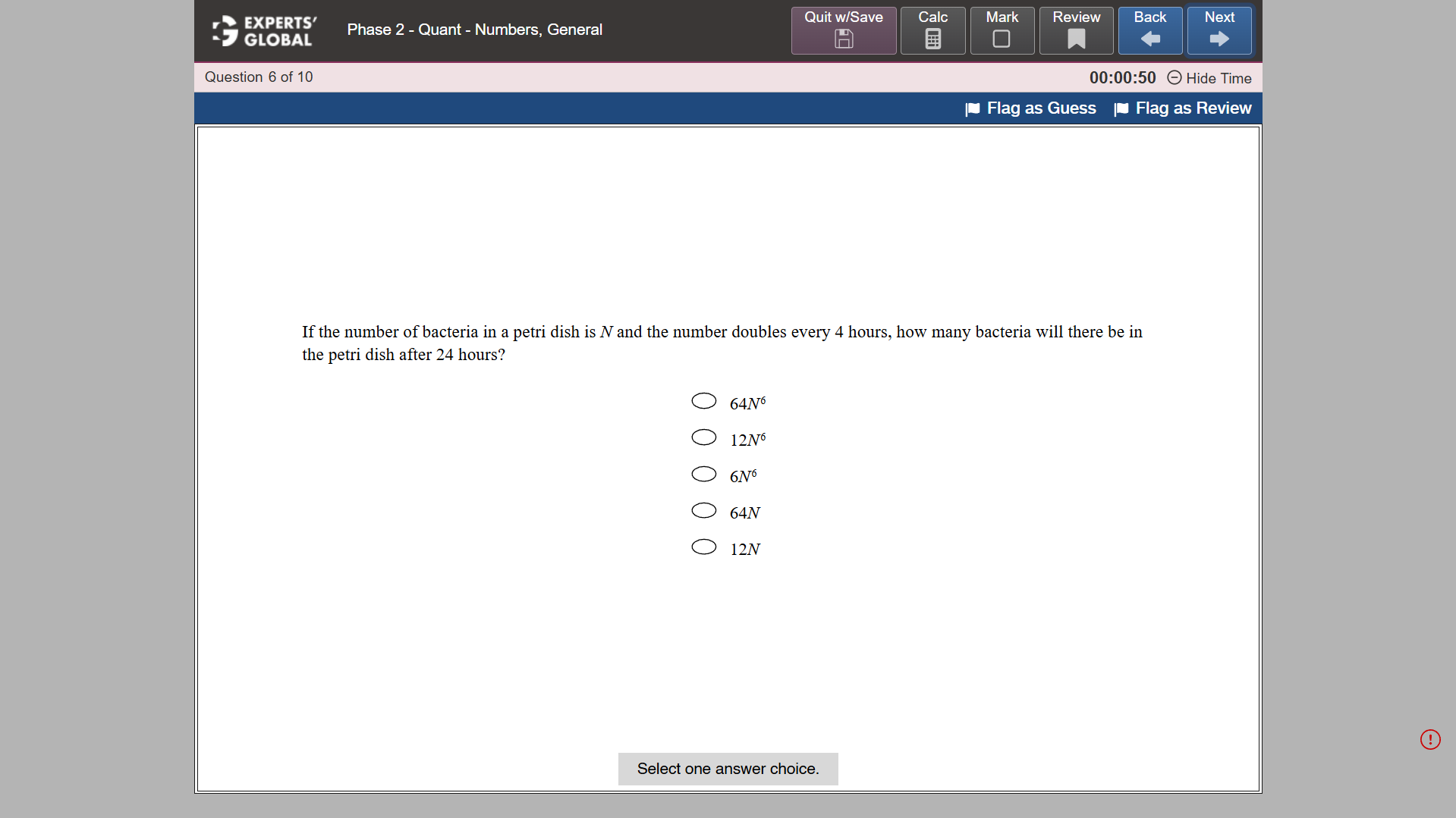 GRE-Style MCQ – Select One Practice question 3