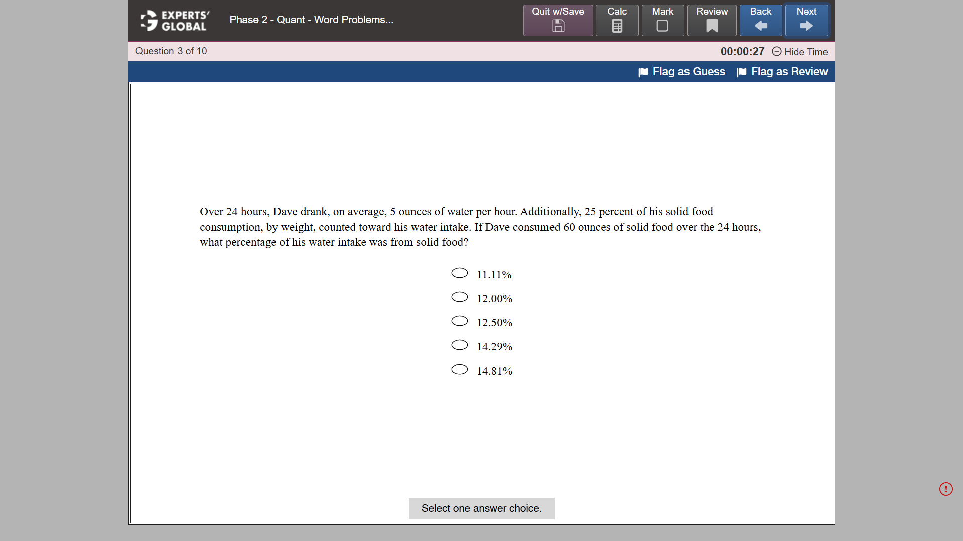 GRE-Style MCQ – Select One Practice question 3