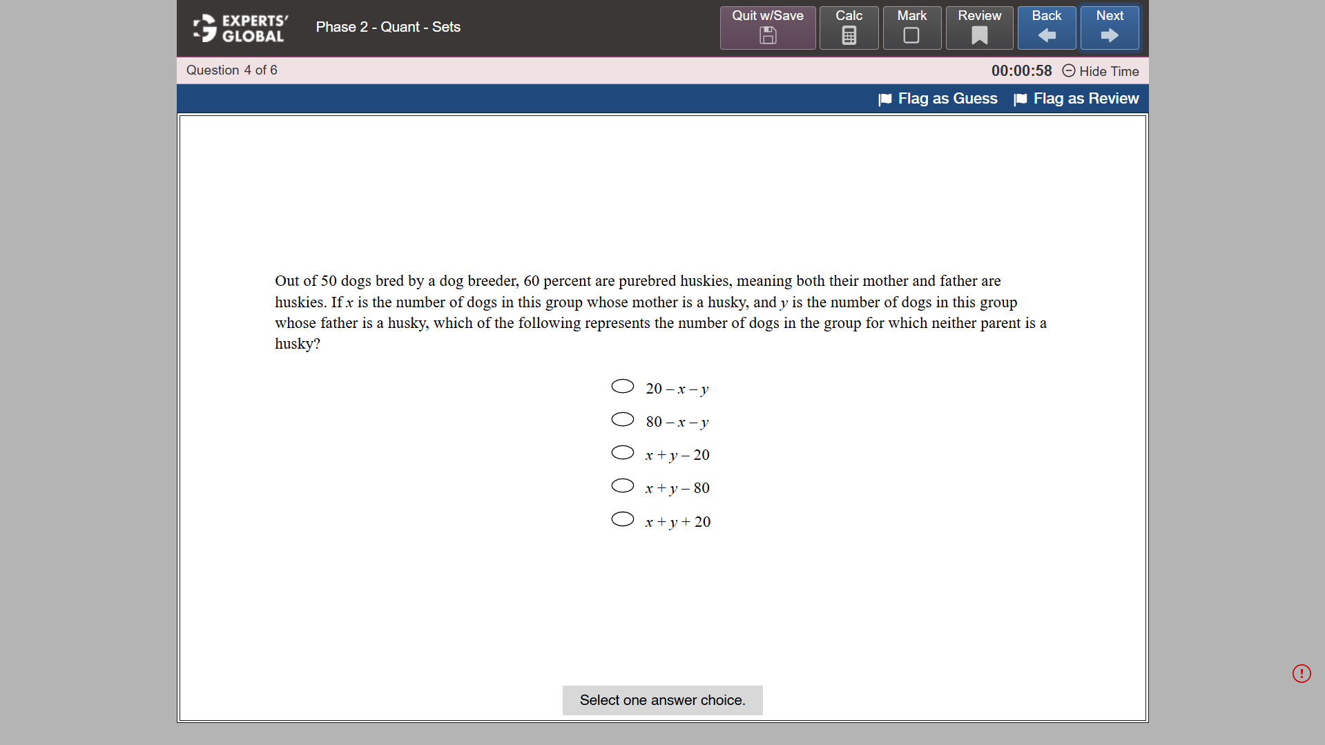 GRE-Style MCQ – Select One Practice question 4