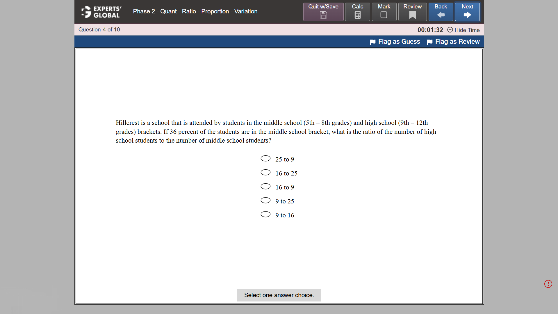 GRE-Style MCQ – Select One Practice question 8