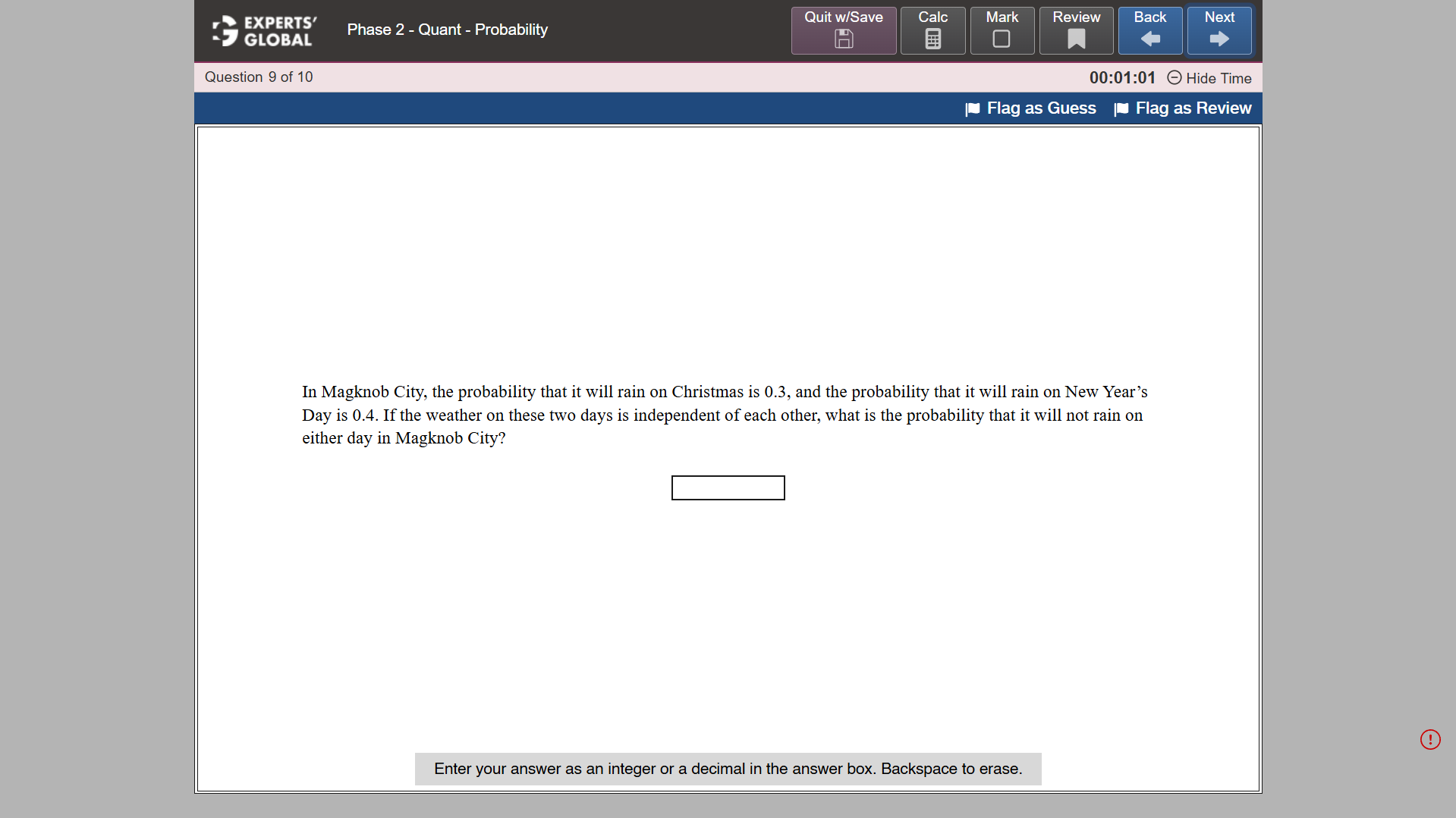GRE-Style Numeric Entry Practice question 10