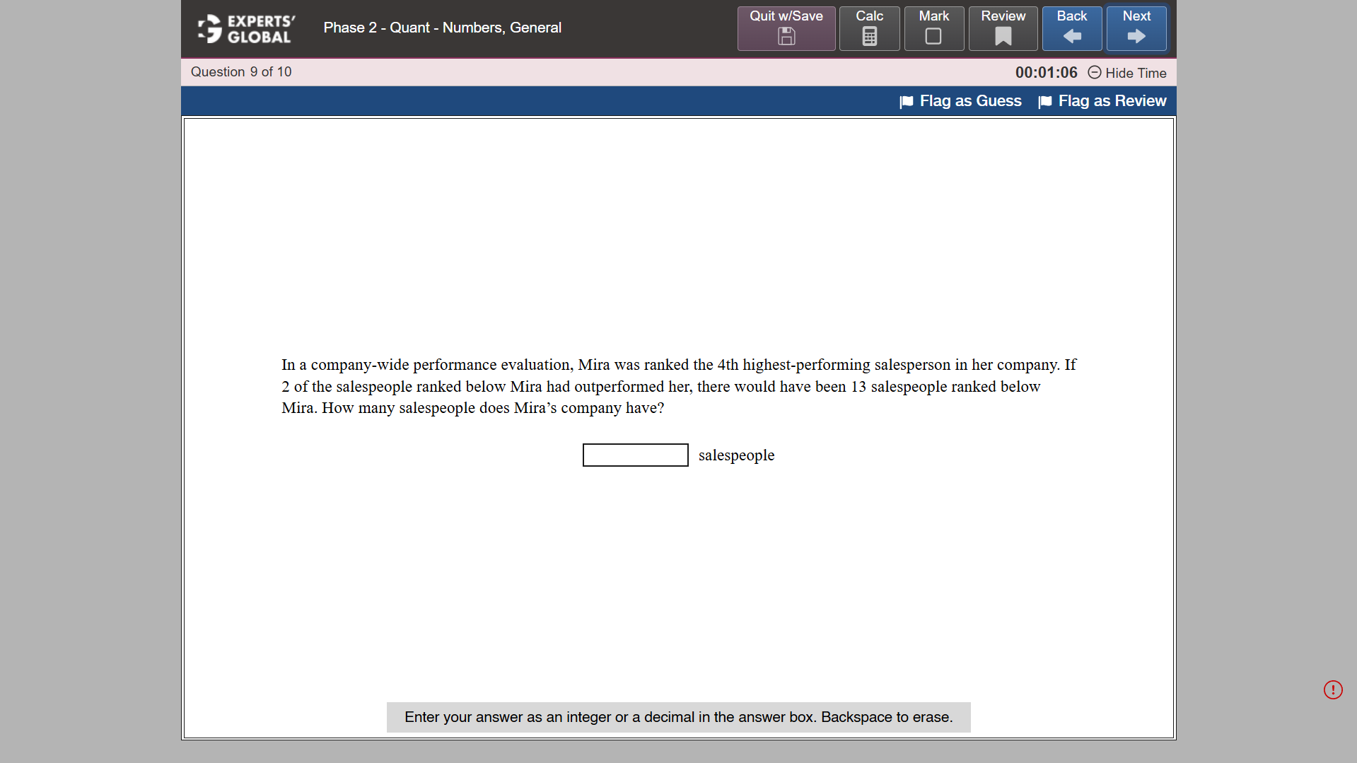 GRE-Style Numeric Entry Practice question 6