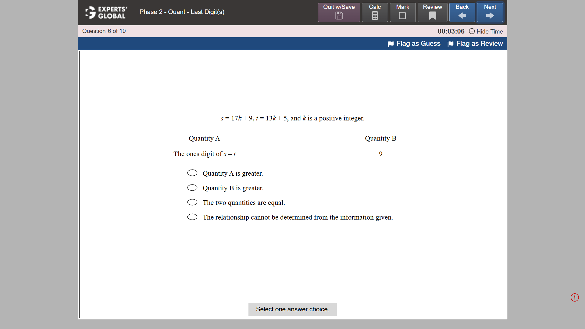 GRE-Style Quantitative Comparison Practice question 1