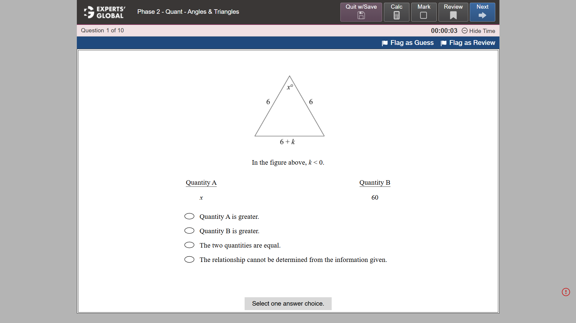 GRE-Style Quantitative Comparison Practice question 2