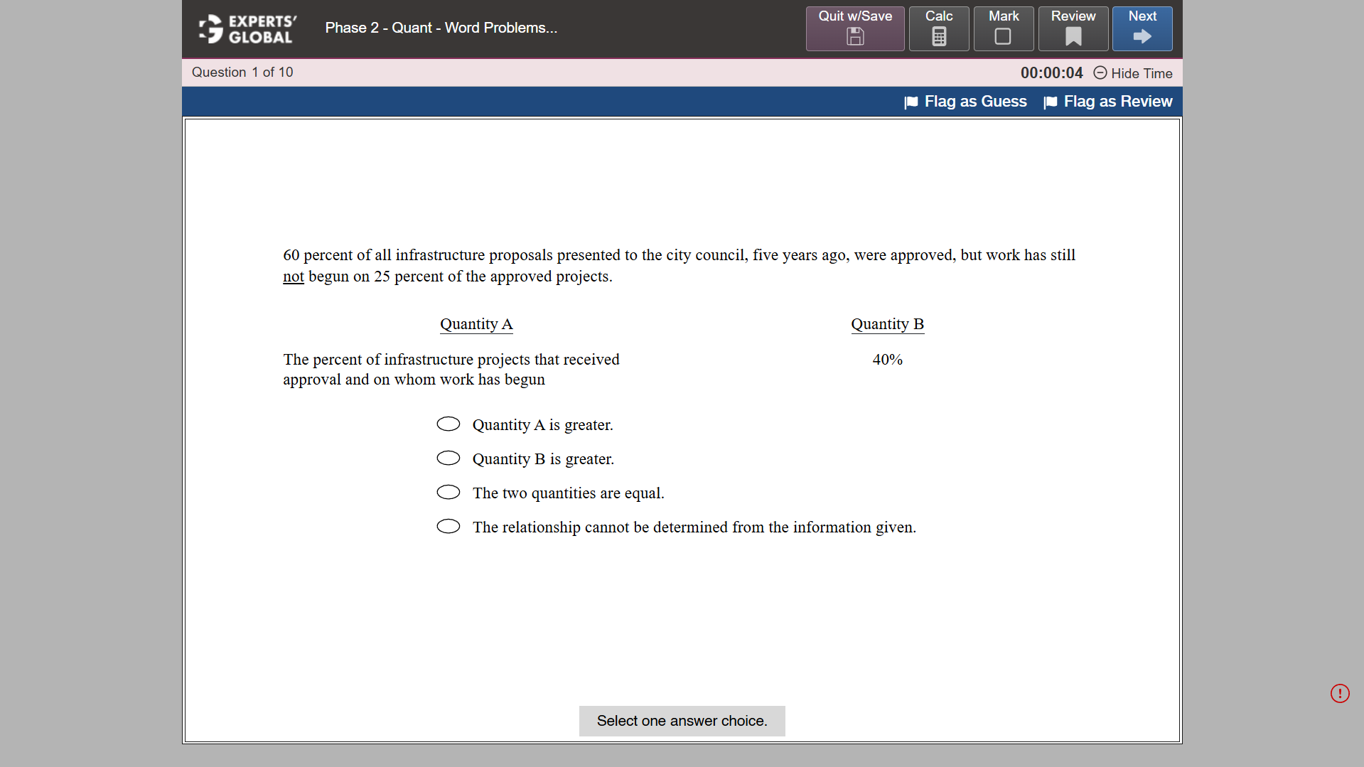 GRE-Style Quantitative Comparison Practice question 3