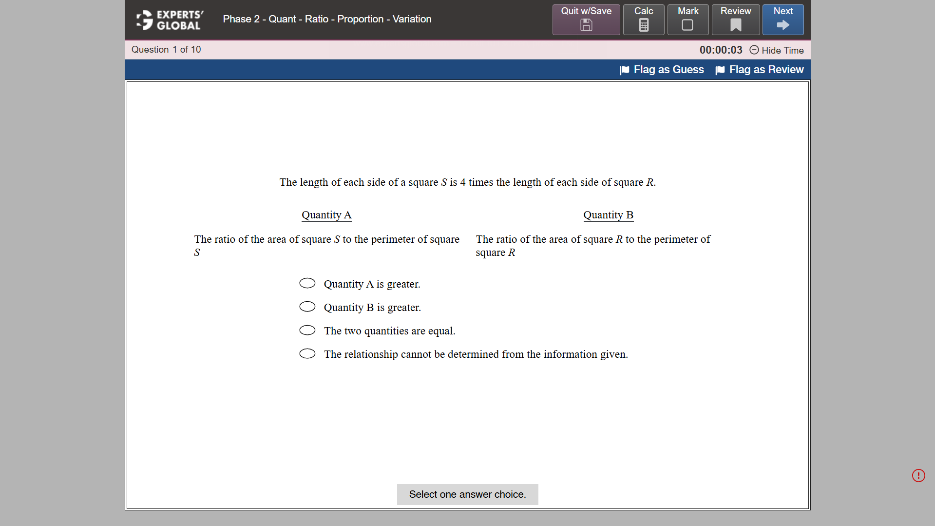 GRE-Style Quantitative Comparison Practice question 6
