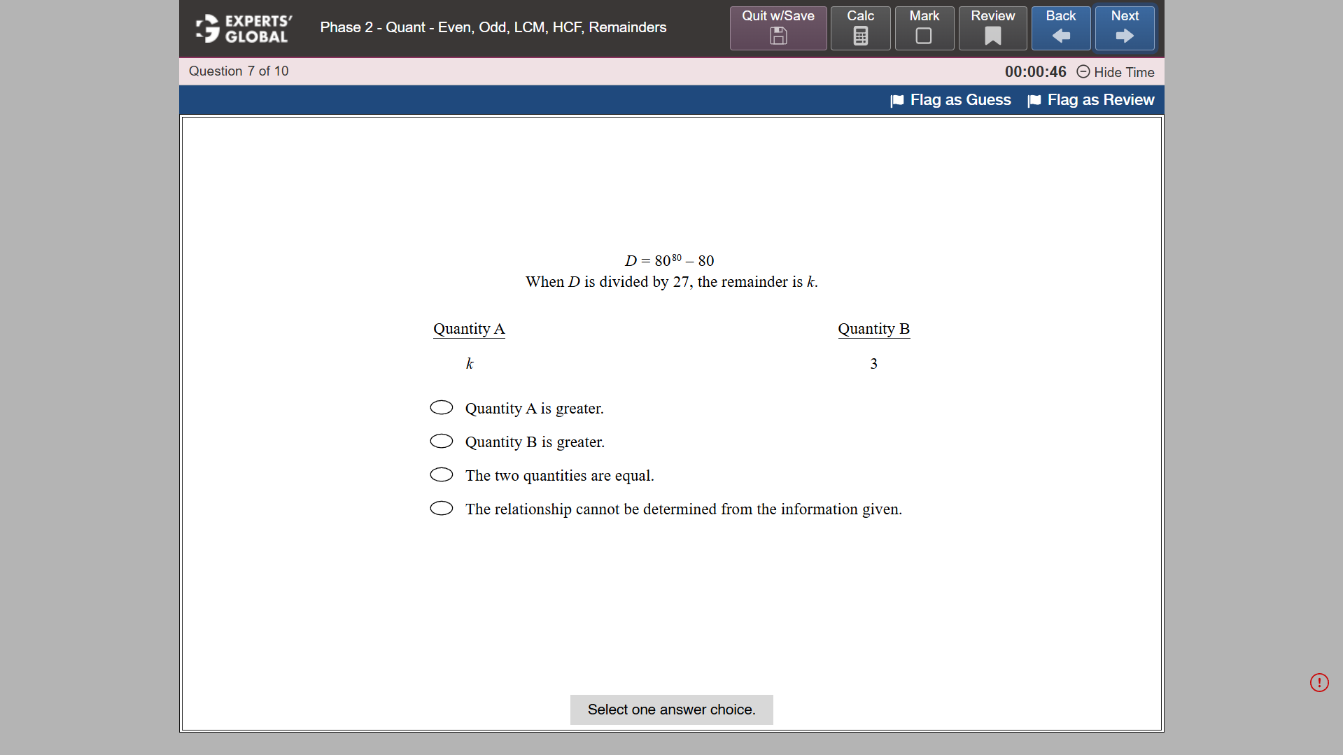 GRE-Style Quantitative Comparison Practice question 7