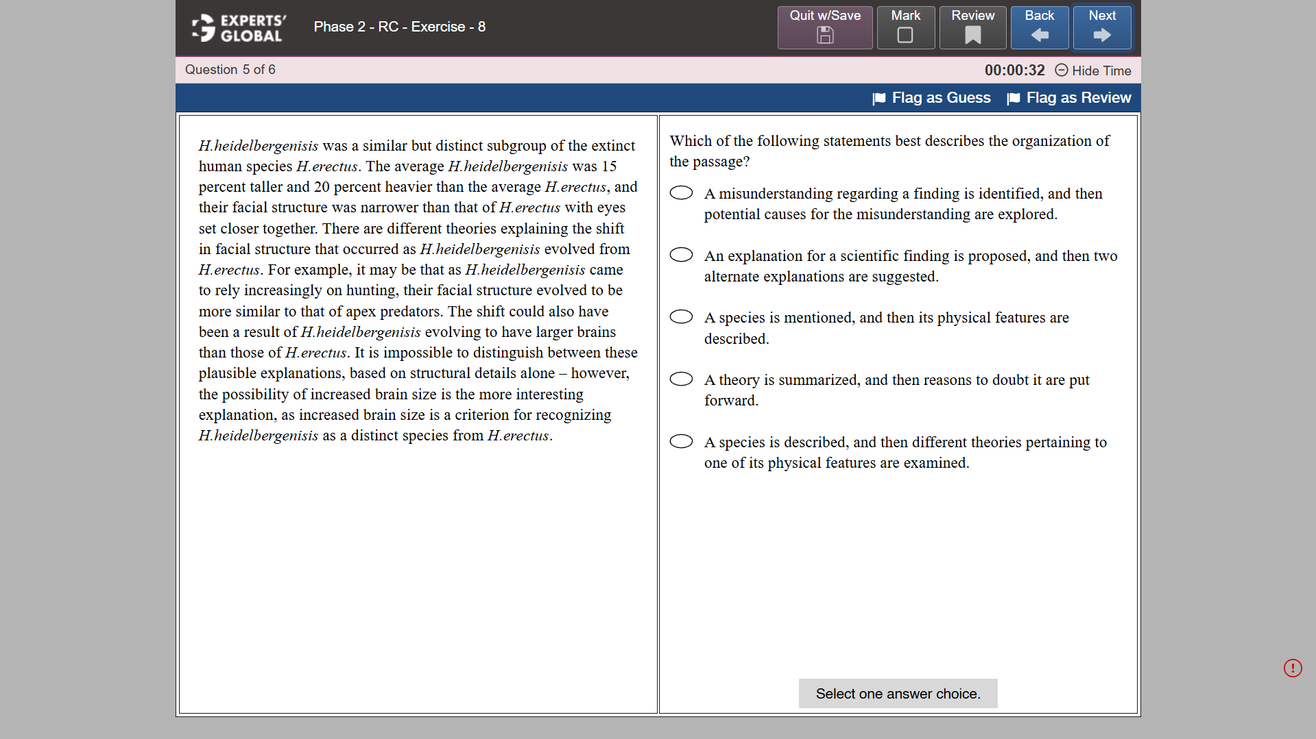 GRE-Style Reading Comprehension practice question 4