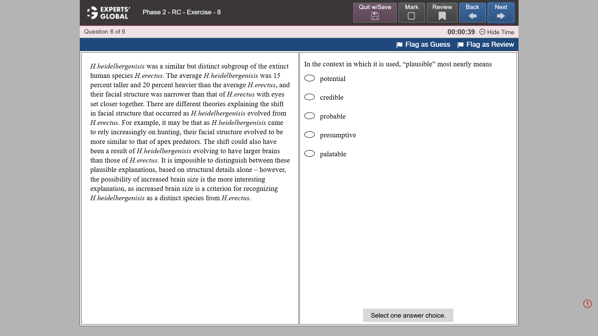 GRE-Style Reading Comprehension practice question 5