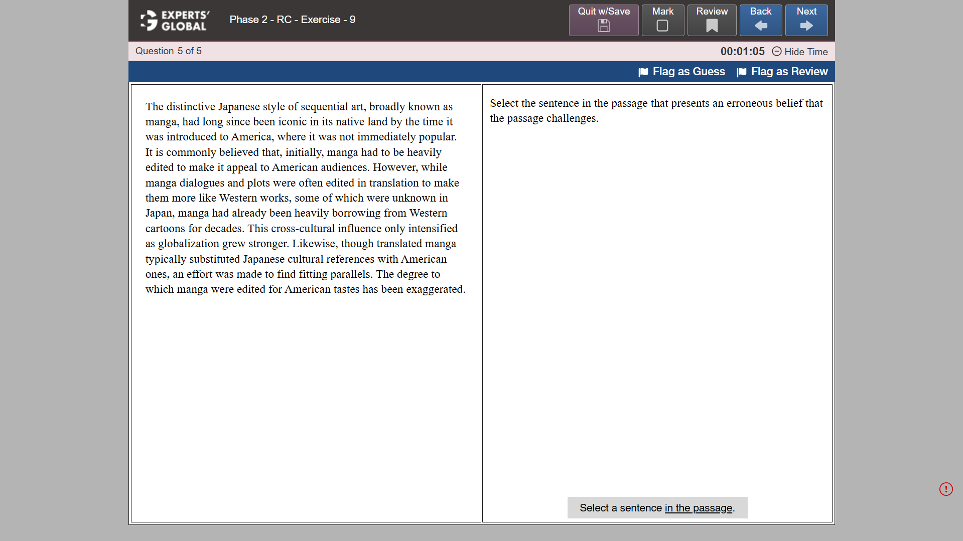 GRE-Style Reading Comprehension practice question 7