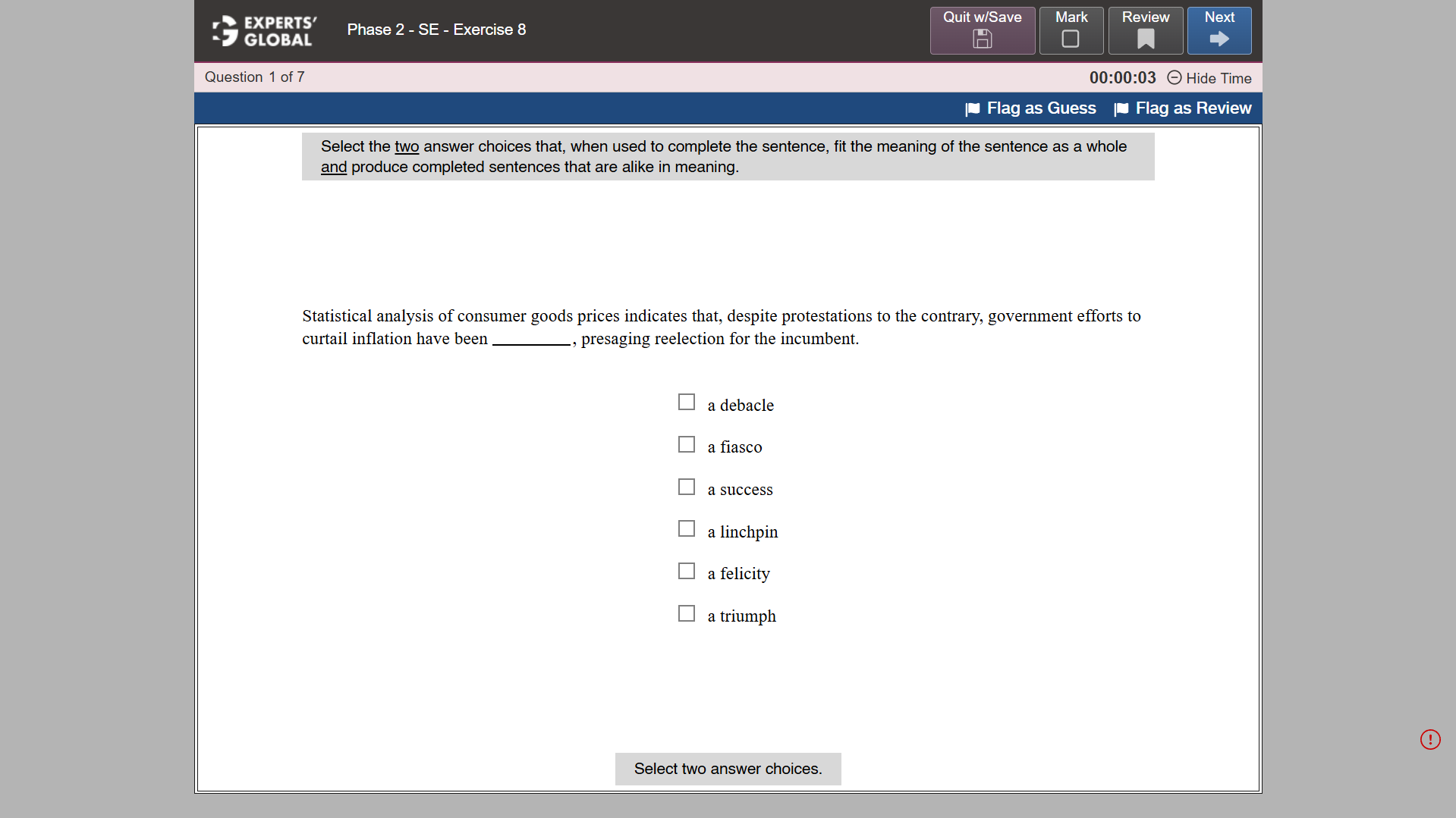 GRE-Style Sentence Equivalence Practice question 1