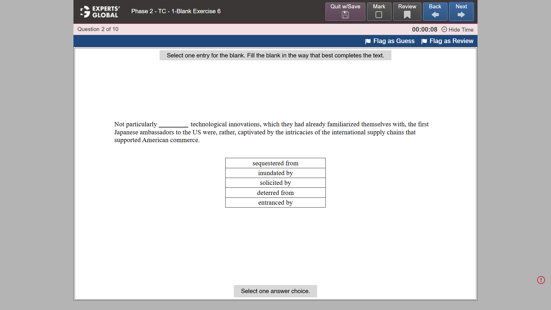 GRE-Style Text Completion 1-Blank Practice question 2