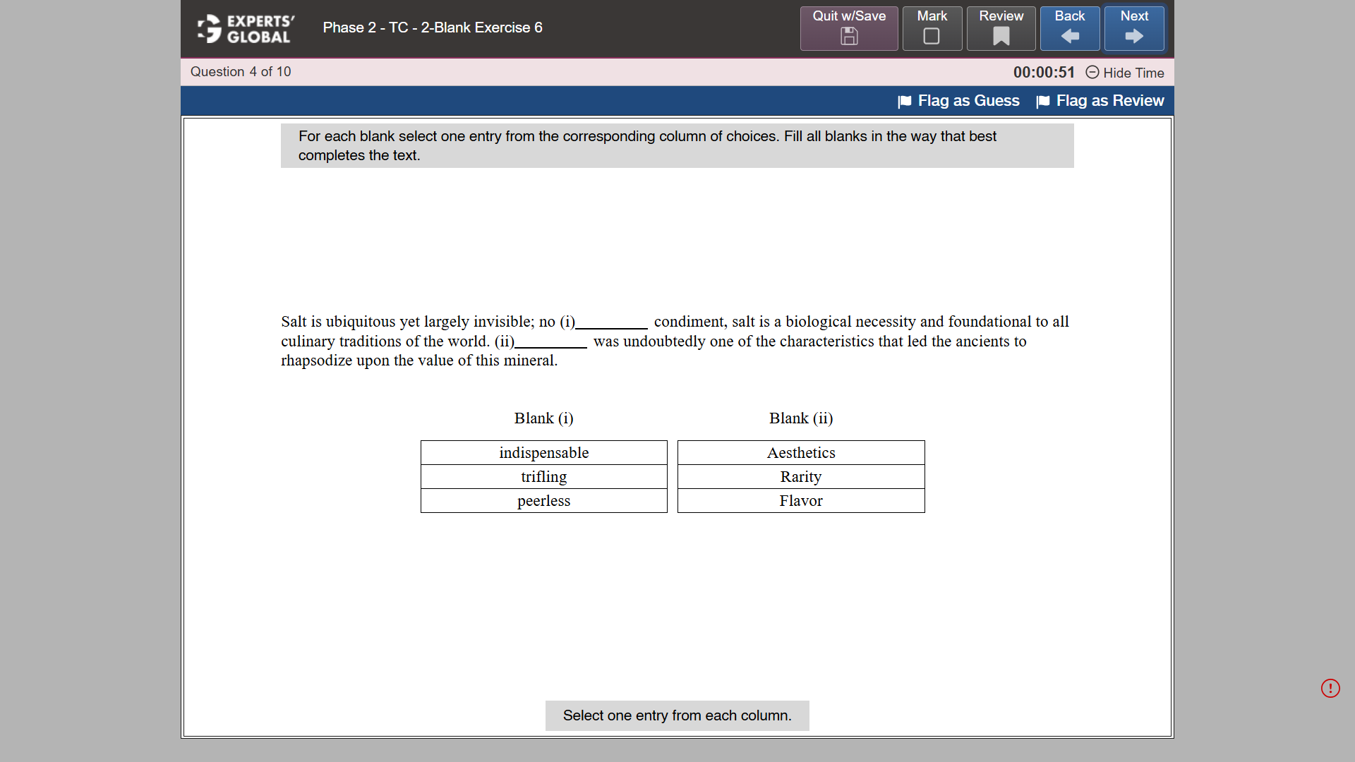 GRE-Style Text Completion 2-Blank Practice question 2