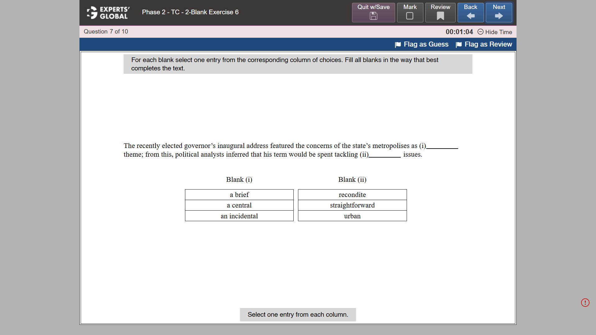 GRE-Style Text Completion 2-Blank Practice question 2